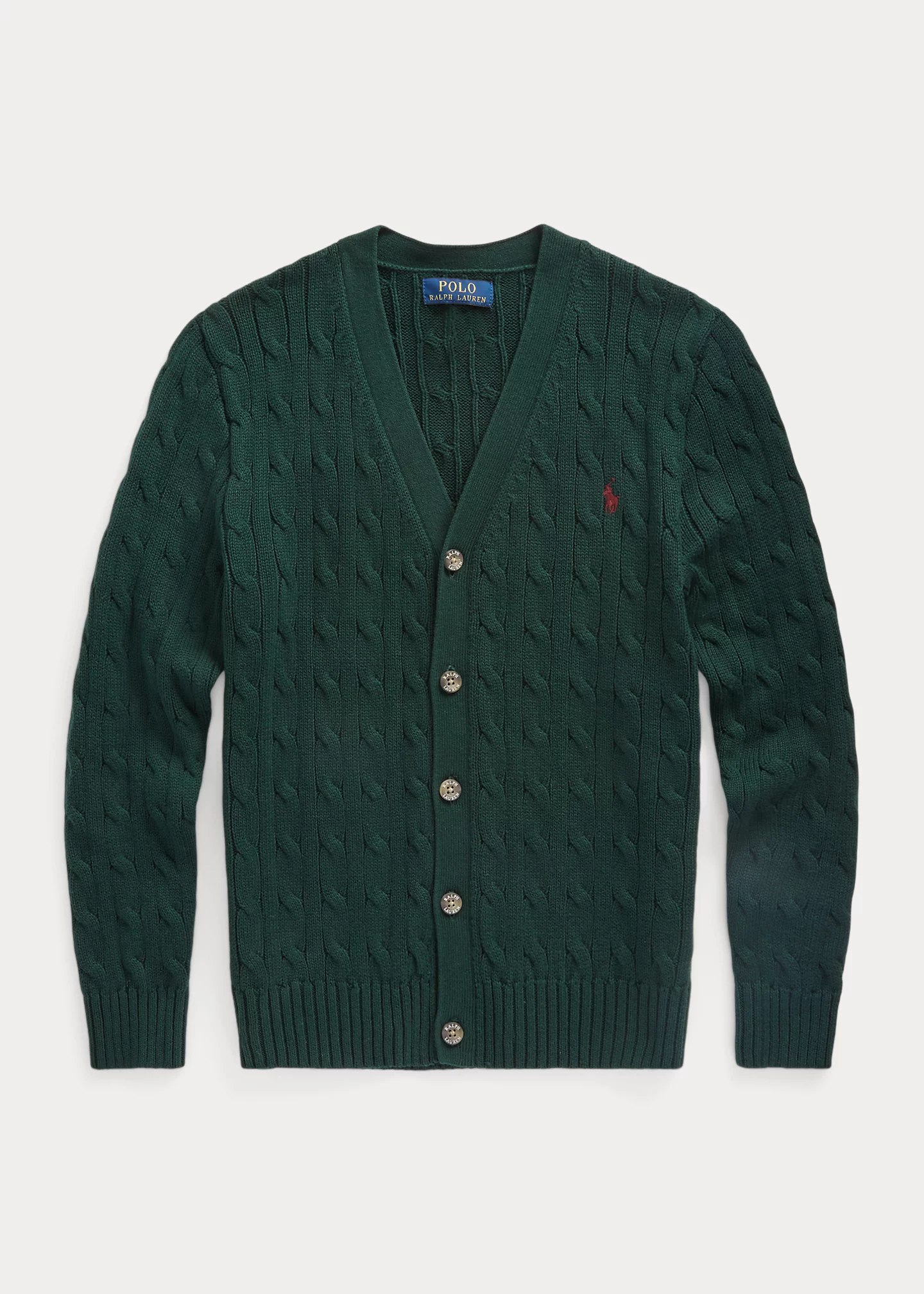 Cable-Knit Cotton V-Neck Cardigan