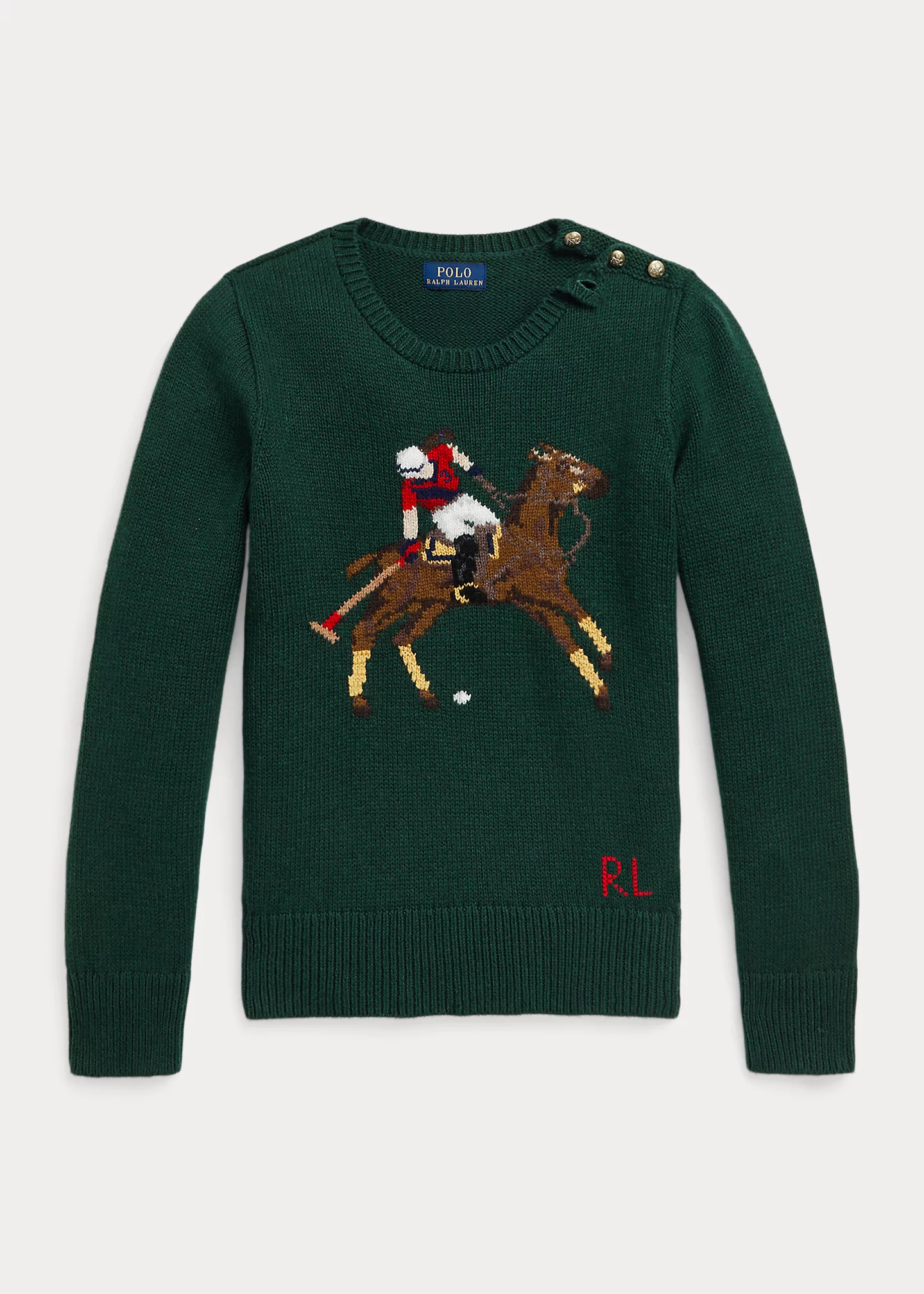 Intarsia-Knit Polo Cotton-Blend Sweater
