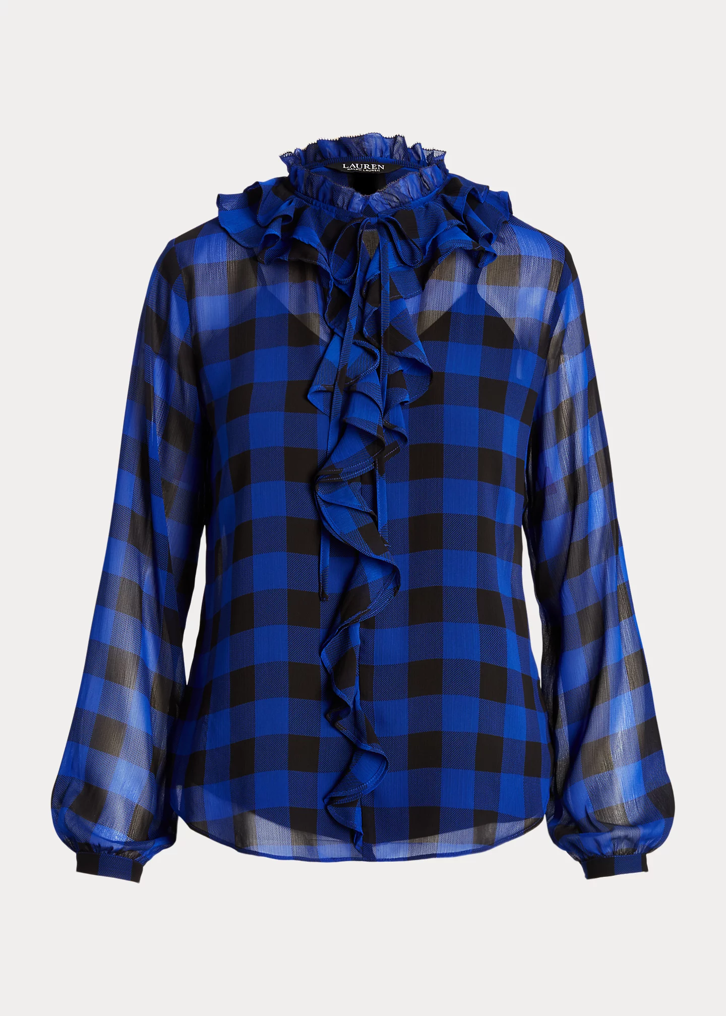 Buffalo Check Ruffled Georgette Blouse