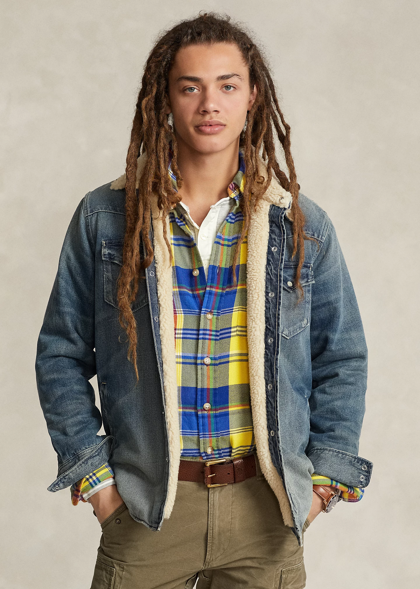 Fleece-Lined Denim Western Overshirt