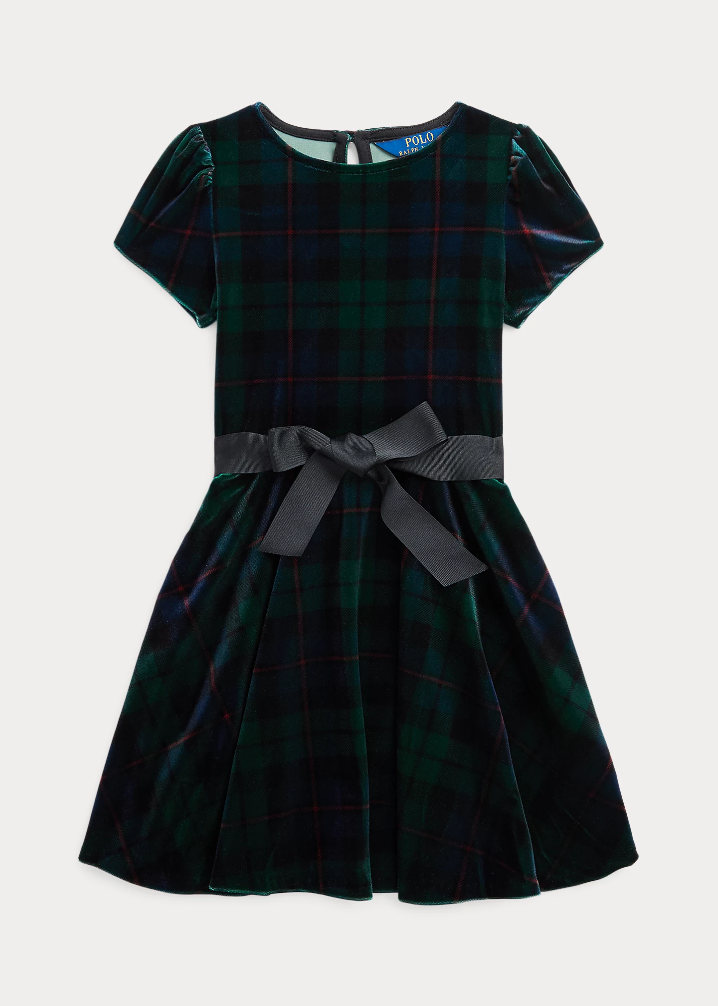 Plaid Belted Velvet Dress