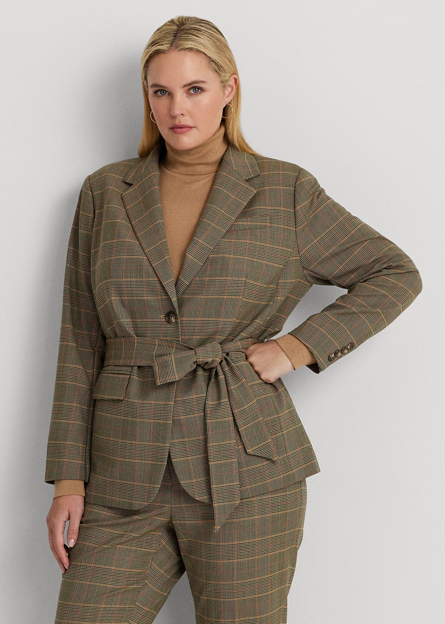 Checked Plaid Wool-Blend Twill Blazer