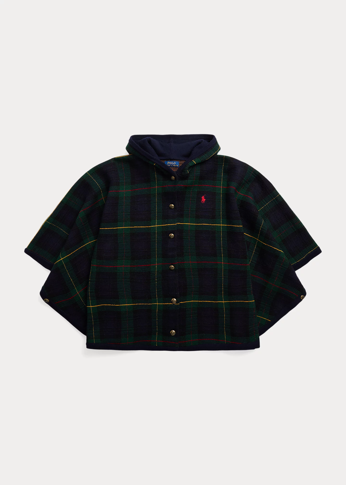 Plaid Wool Hooded Poncho