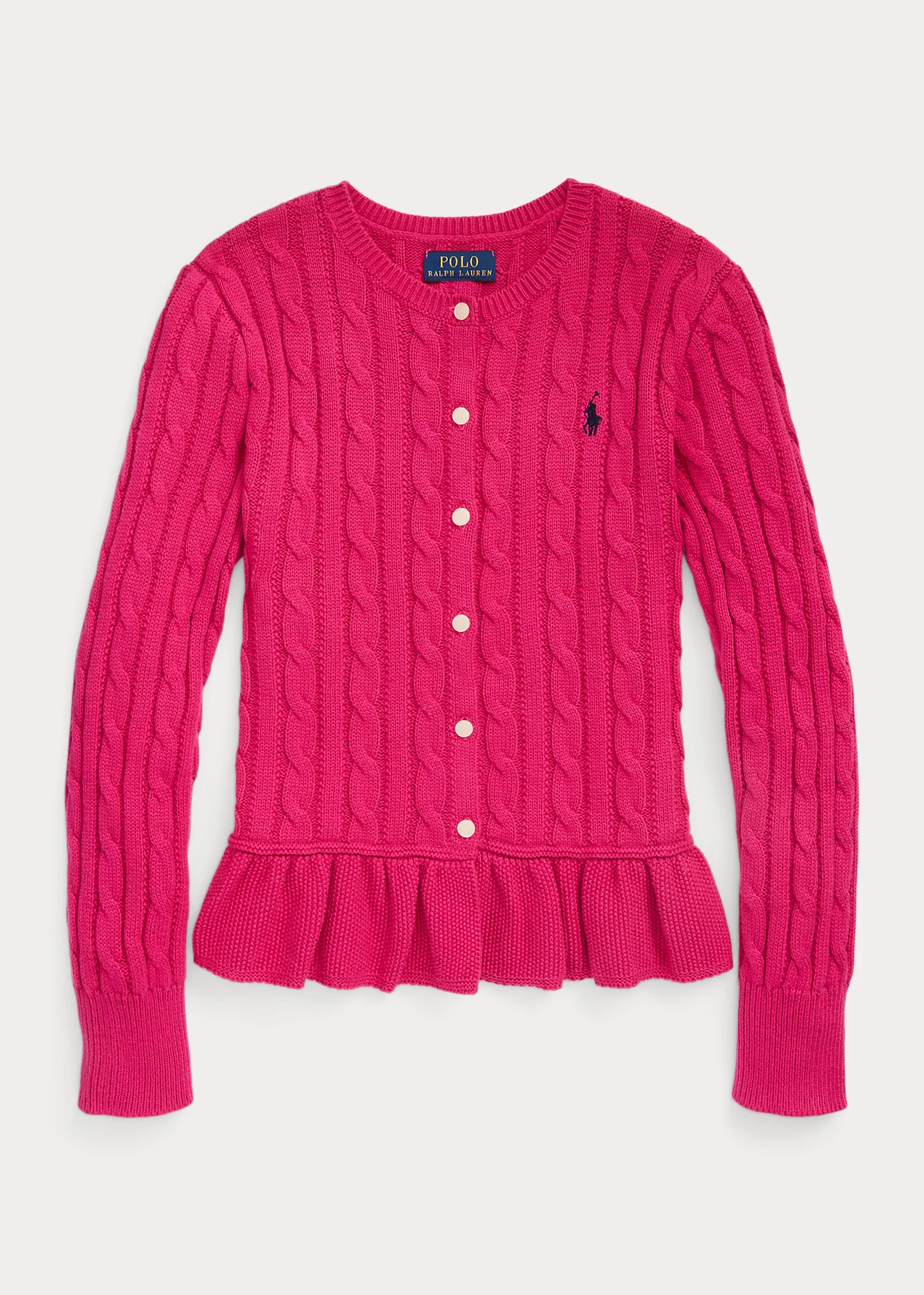 Cable-Knit Cotton Peplum Cardigan