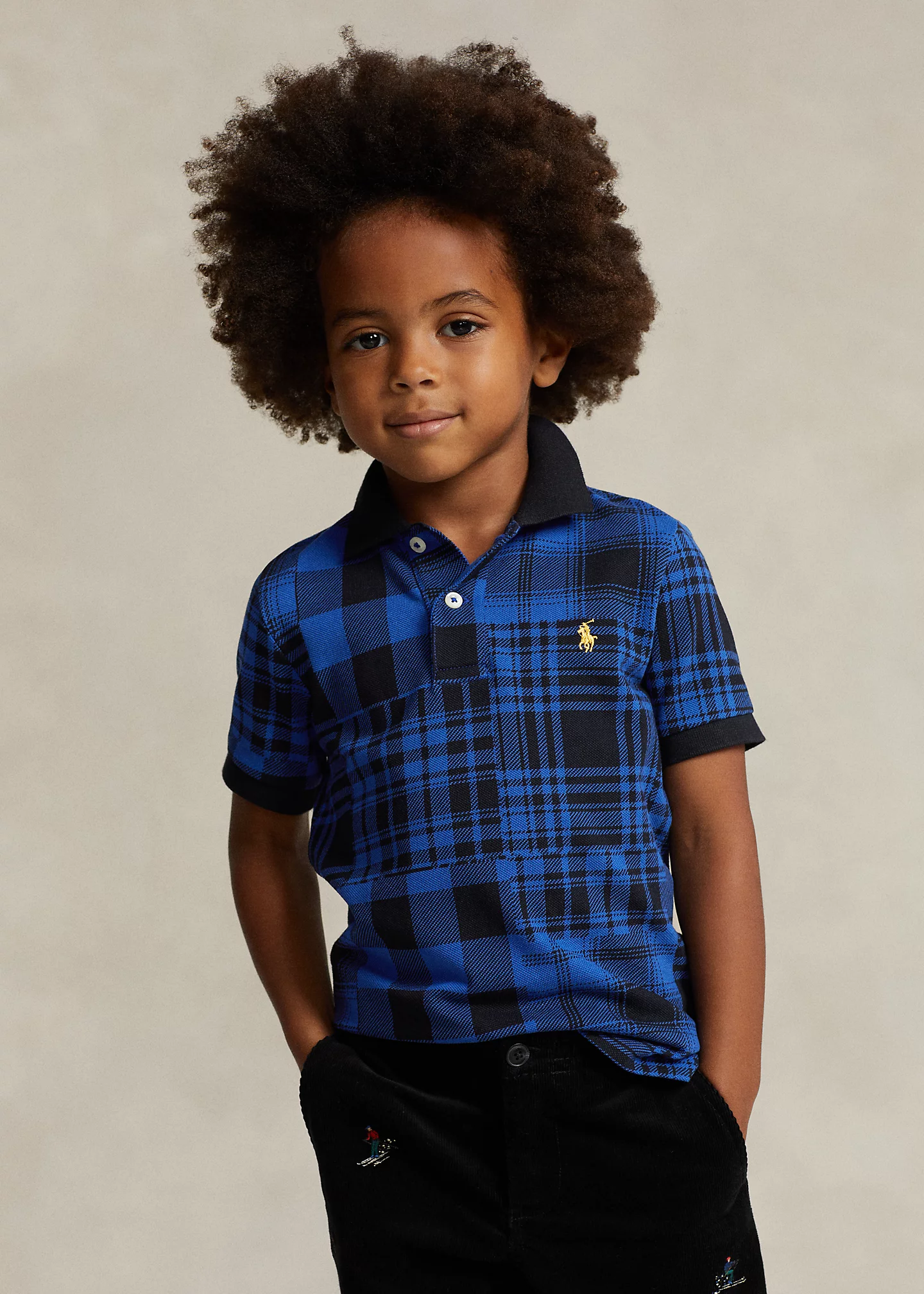 Patchwork Plaid Cotton Mesh Polo Shirt