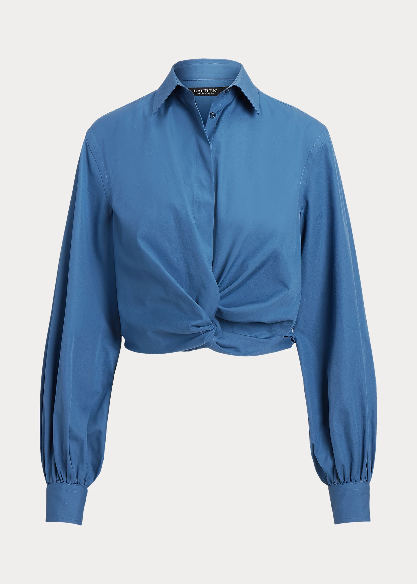 Twist-Front Broadcloth Cropped Shirt
