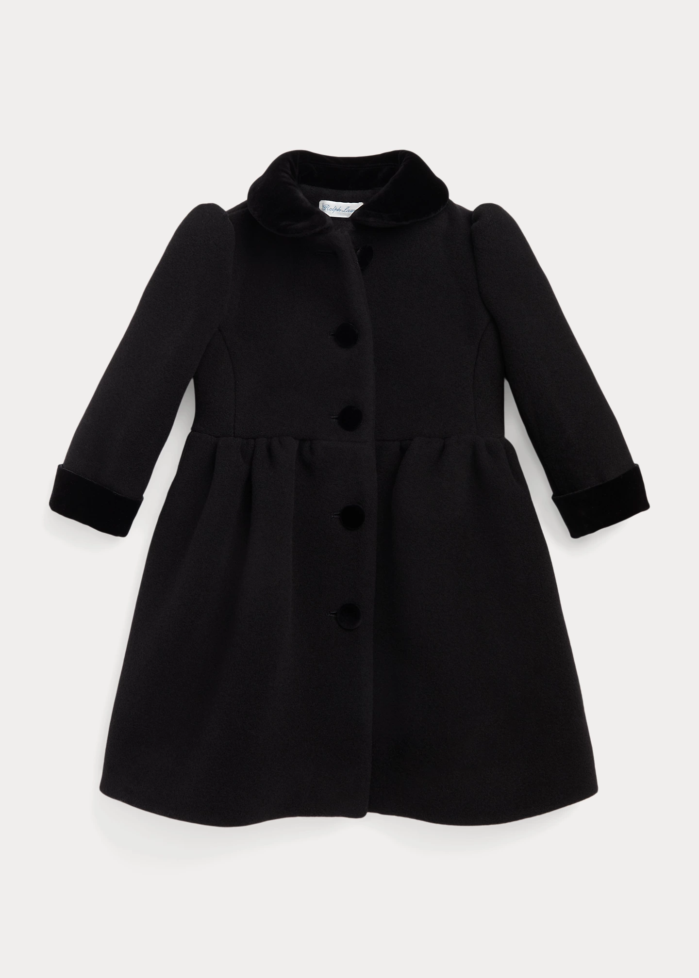 Velvet-Trim Wool Princess Coat