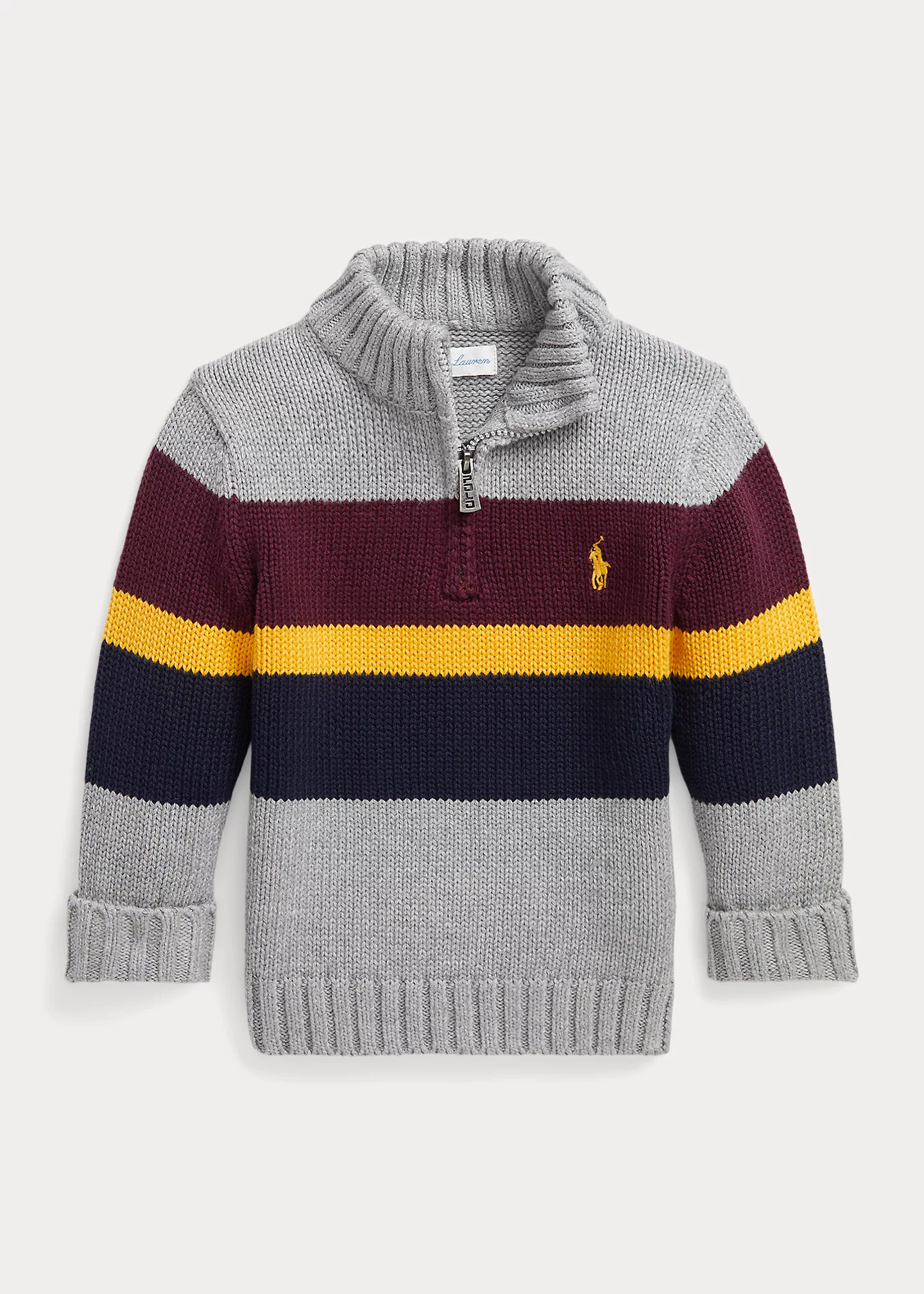 Striped Cotton Quarter-Zip Sweater