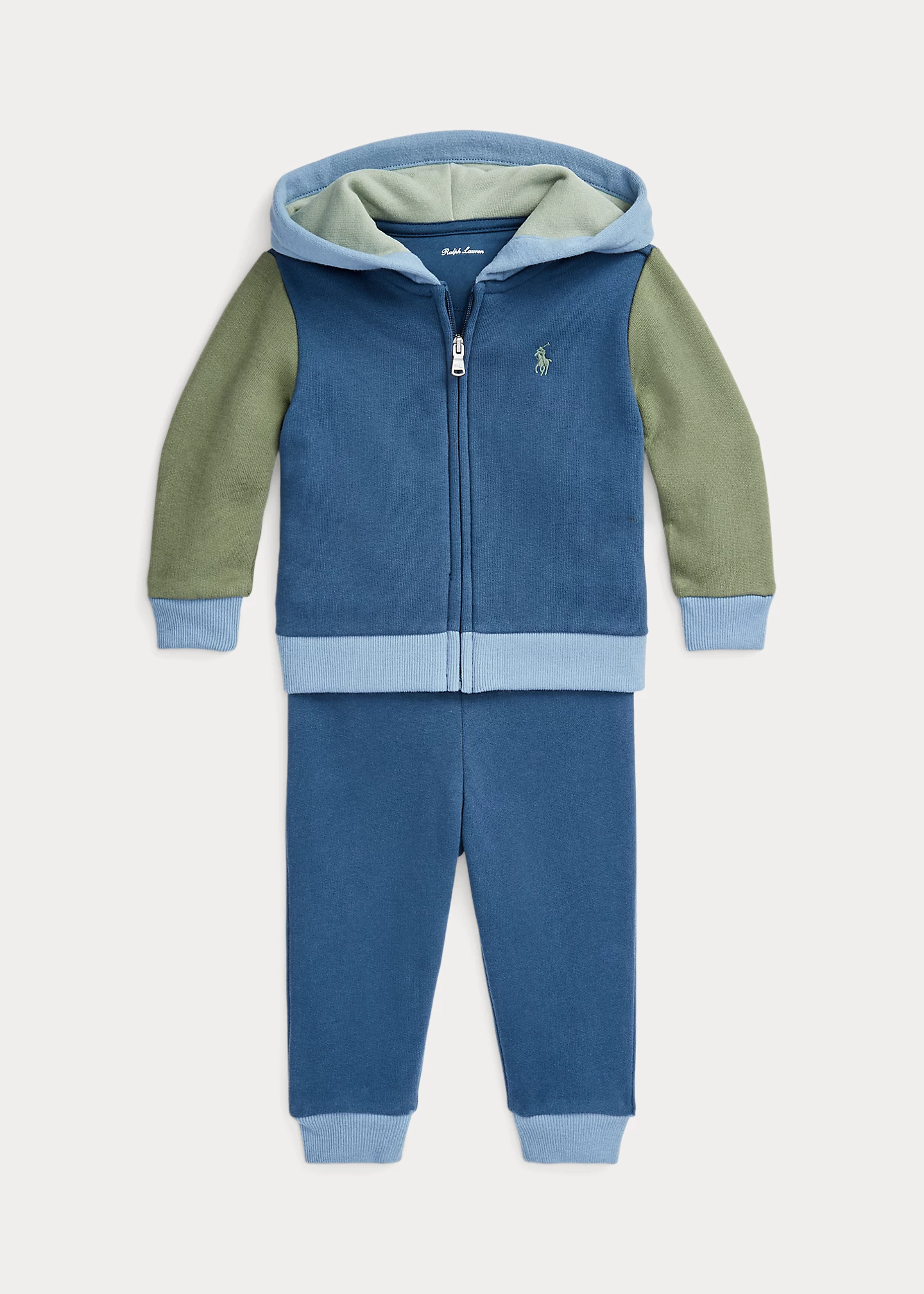 Color-Blocked Fleece Hoodie & Pant Set