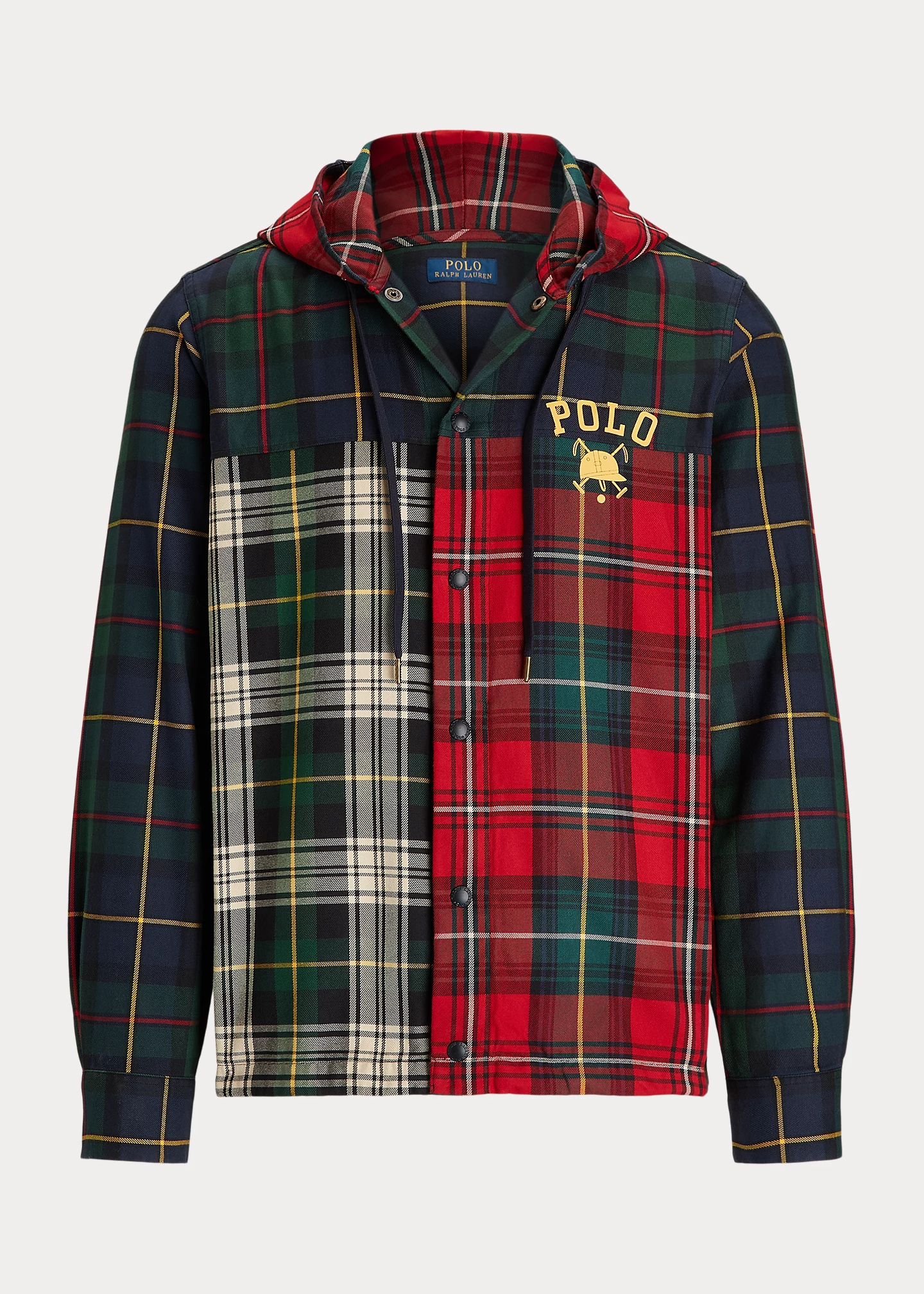 Plaid Patchwork Hooded Shirt Jacket