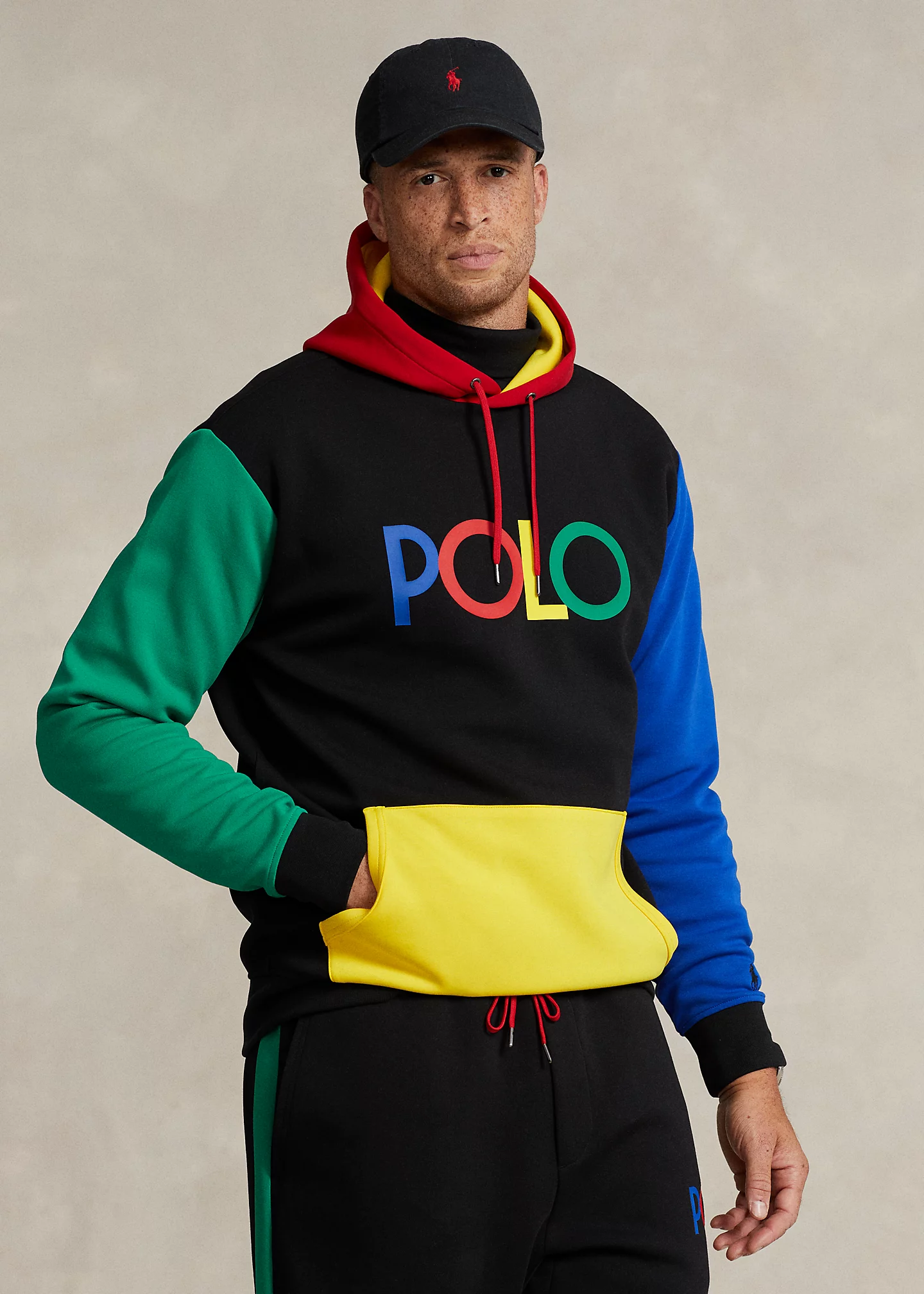 Logo Color-Blocked Double-Knit Hoodie