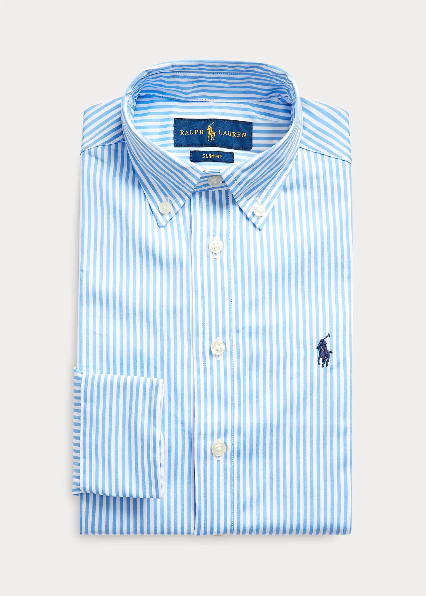 Slim Fit Striped Cotton Dress Shirt