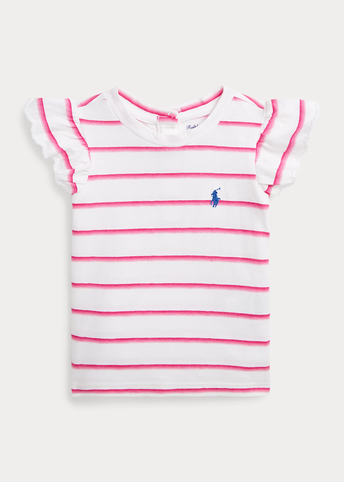 Striped Ruffled Cotton Jersey Top