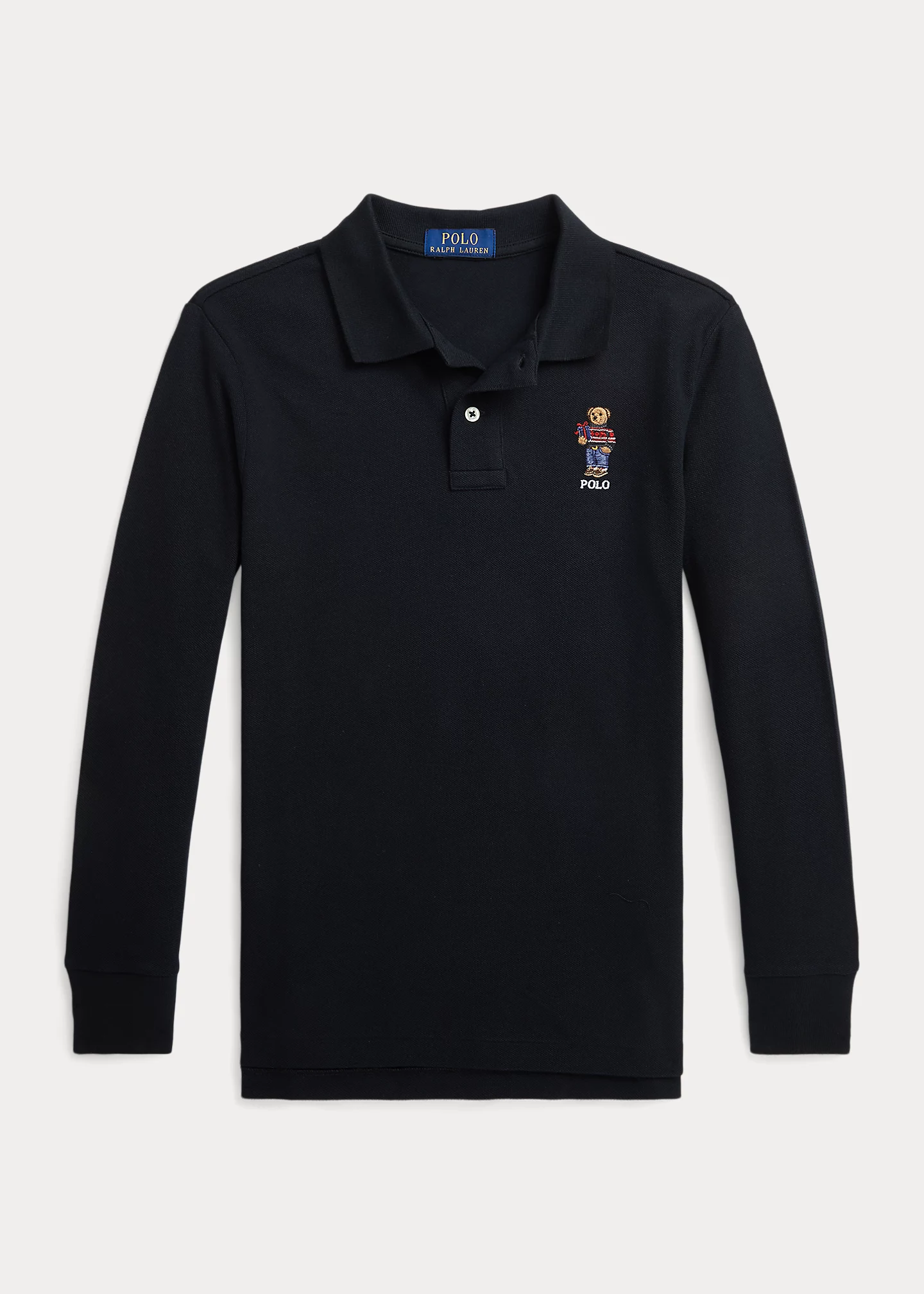 Polo Bear Cotton Long-Sleeve Polo Shirt