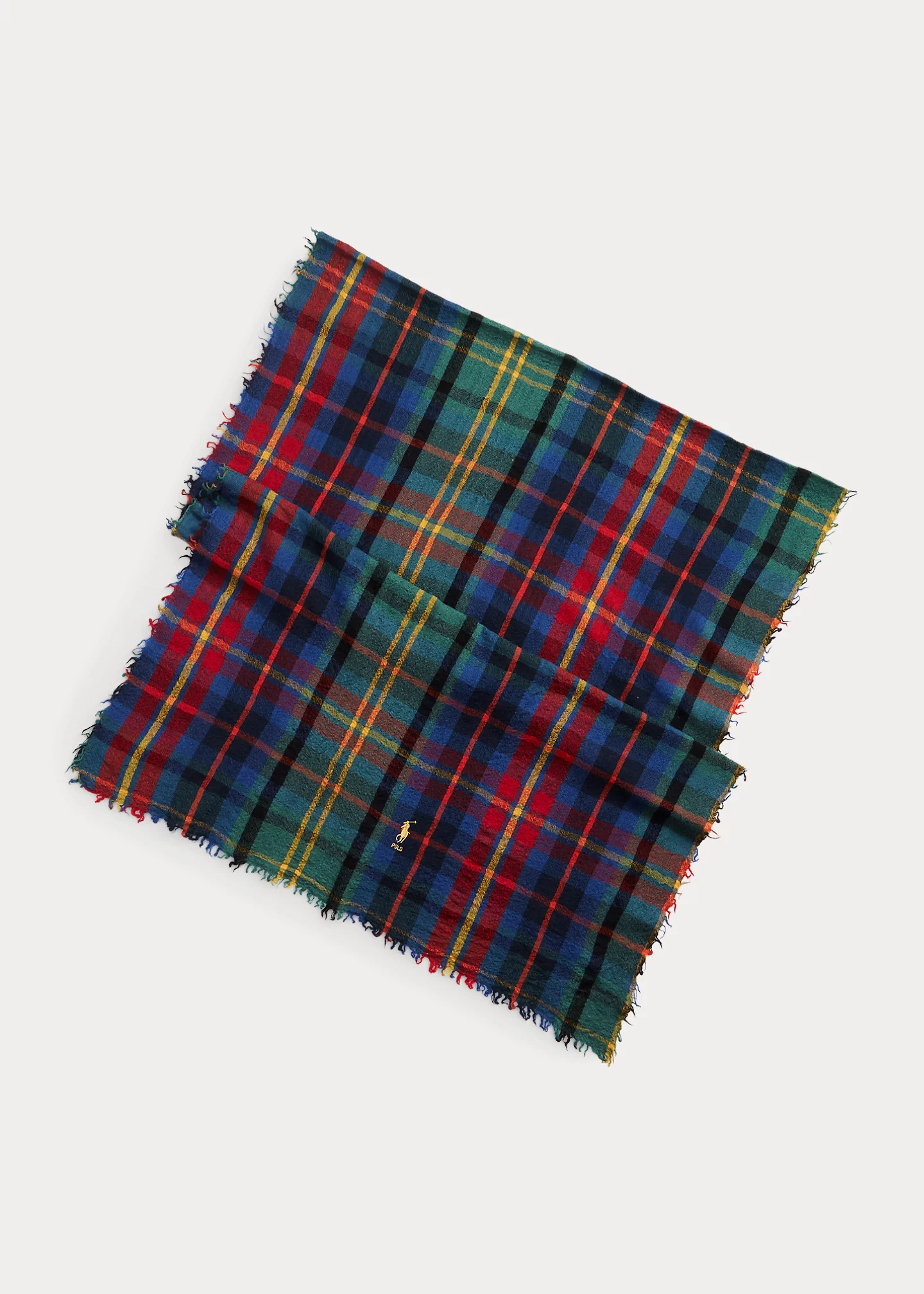 Plaid Crinkled Wool Scarf