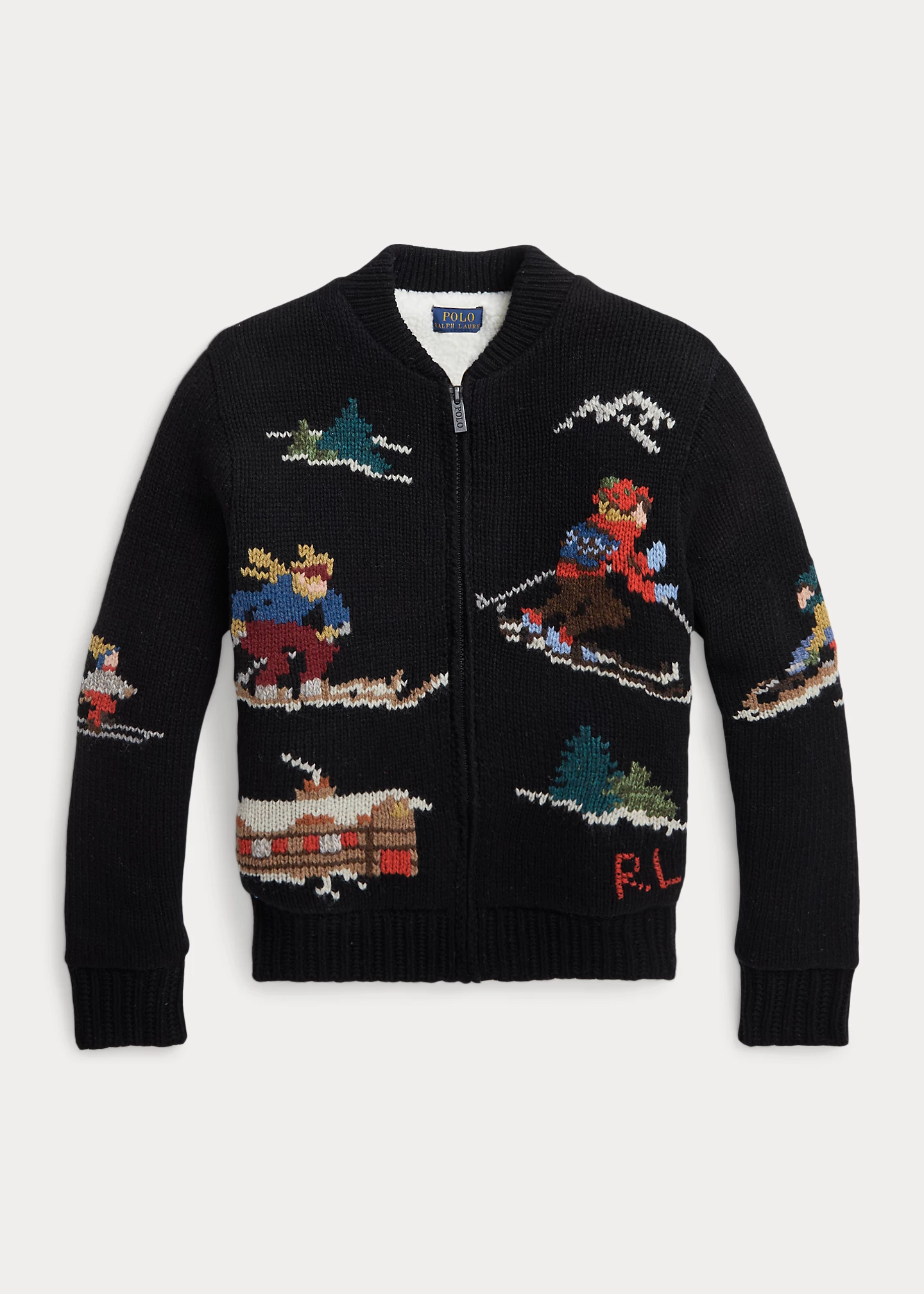 Intarsia Wool-Blend Full-Zip Sweater