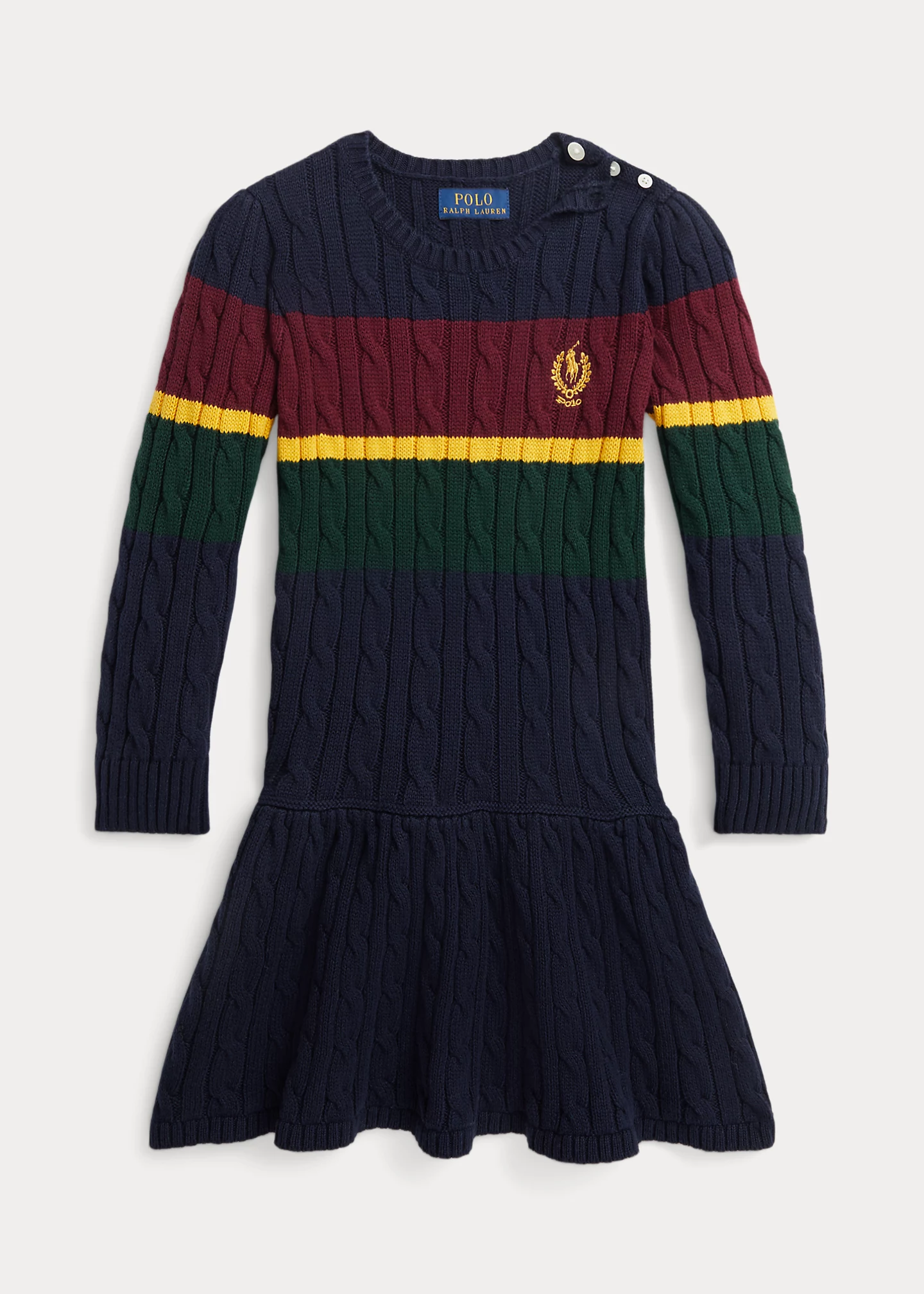 Striped Cable-Knit Cotton Sweater Dress