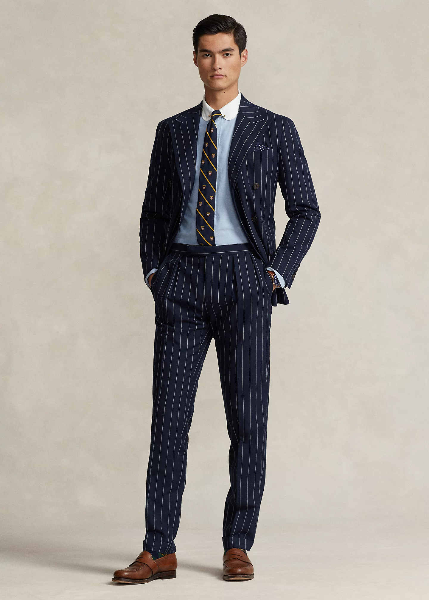 Pleated Pinstripe Suit Trouser
