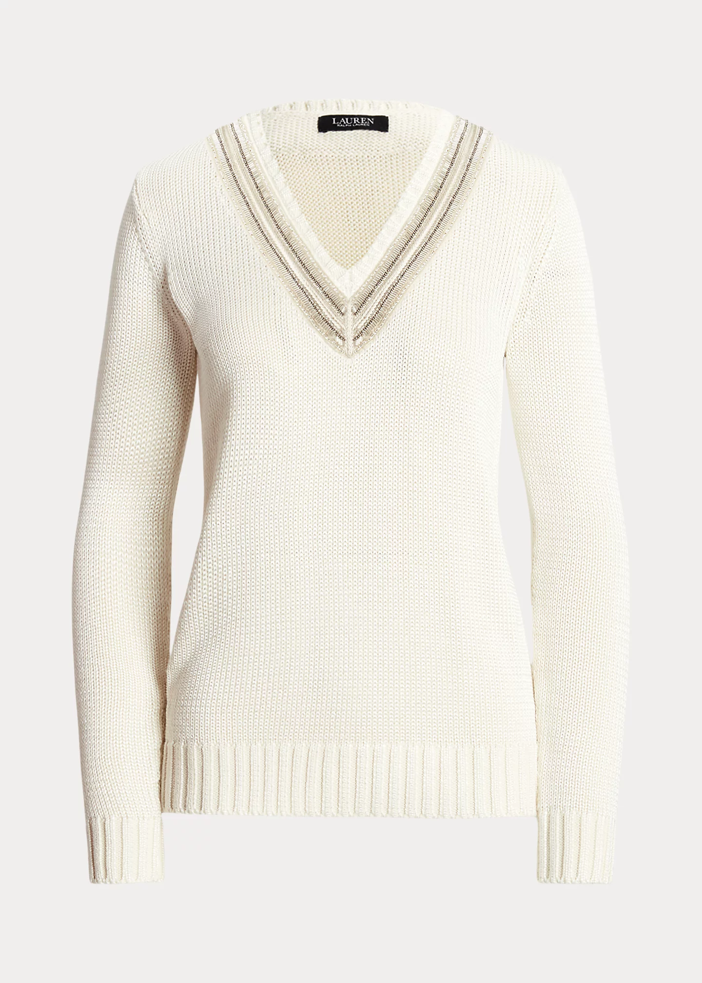 Beaded Cotton-Blend Cricket Sweater