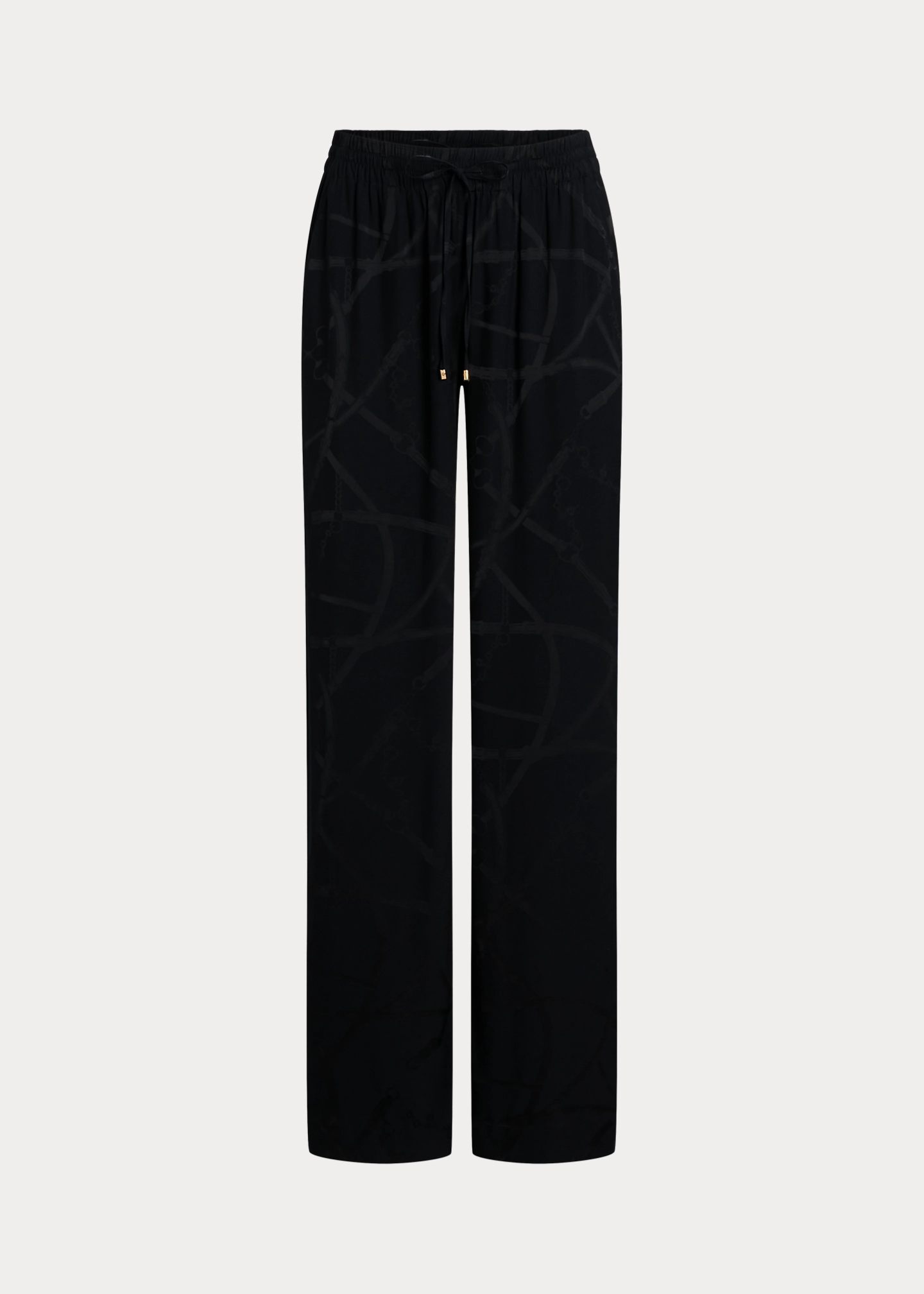 Belting-Motif Jacquard Wide-Leg Pant