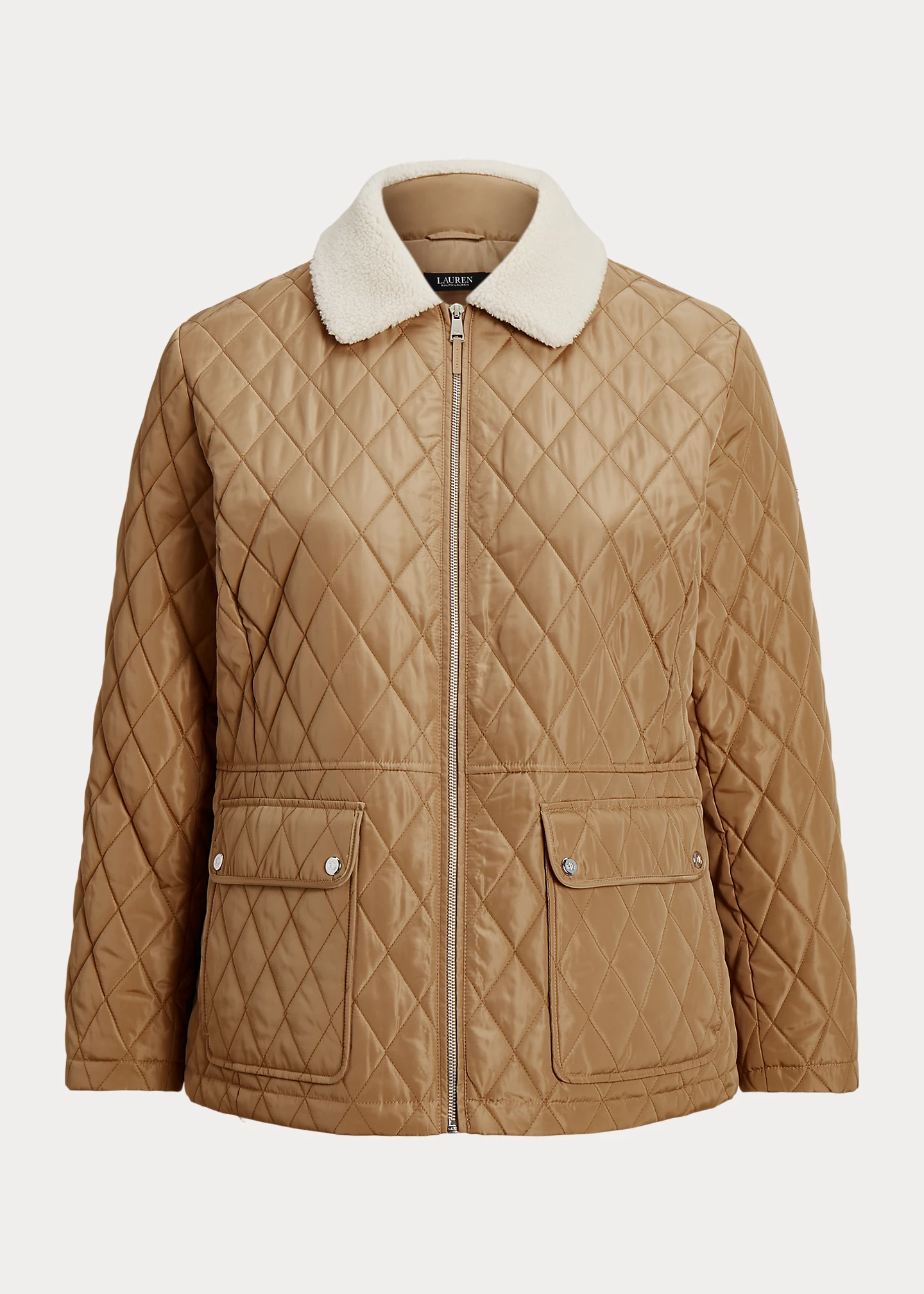Faux-Shearling-Trim Quilted Jacket