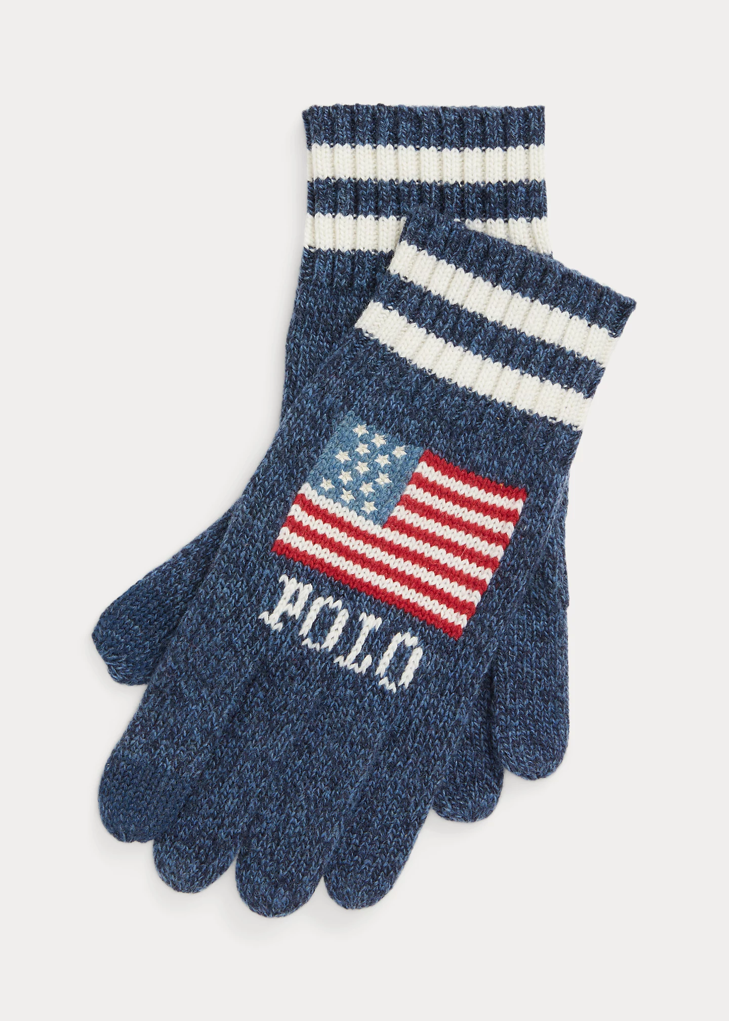 Intarsia-Knit Flag Touch Gloves