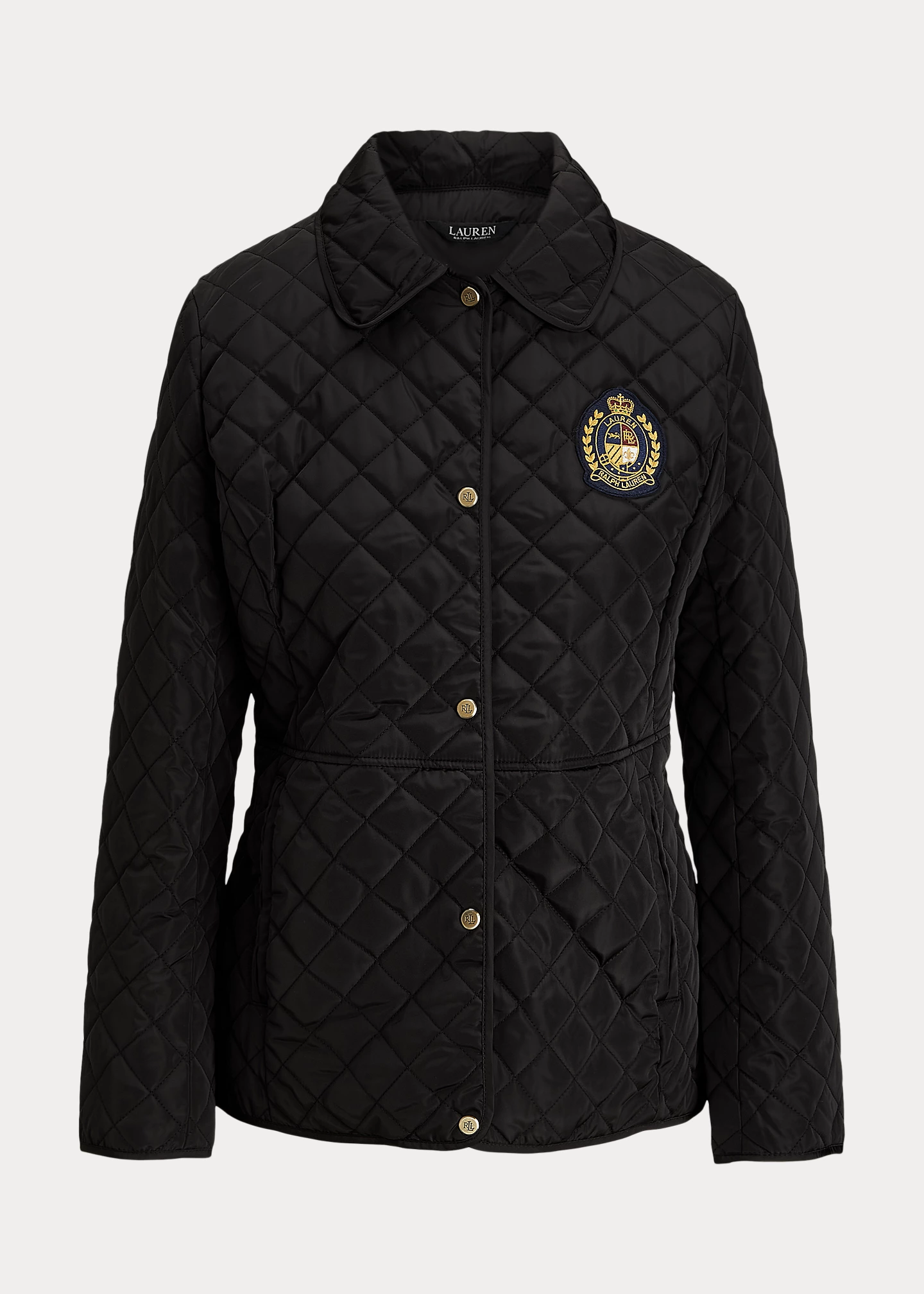 Crest-Patch Diamond-Quilted Jacket