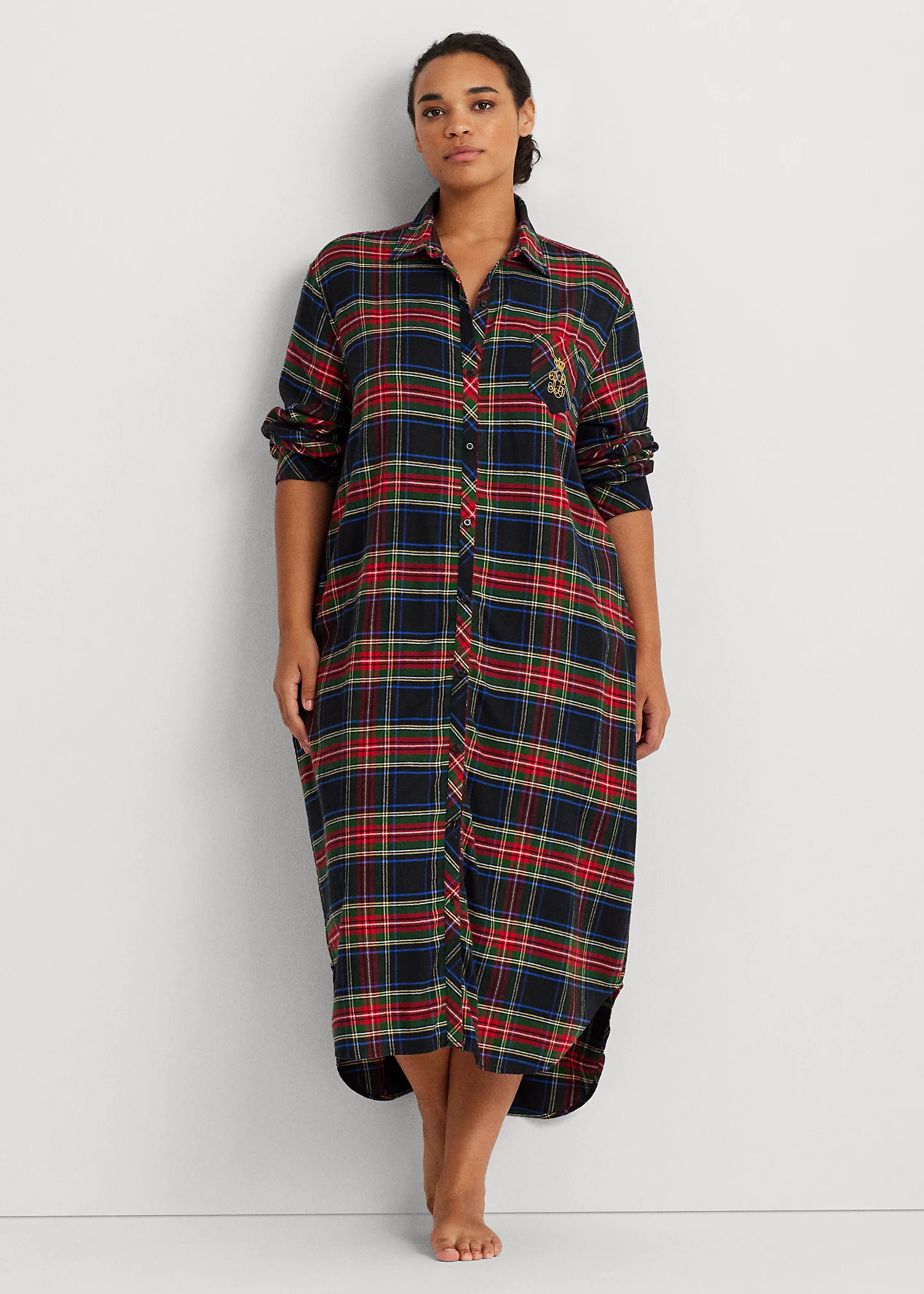 Plaid Brushed Twill Ballet Sleep Shirt