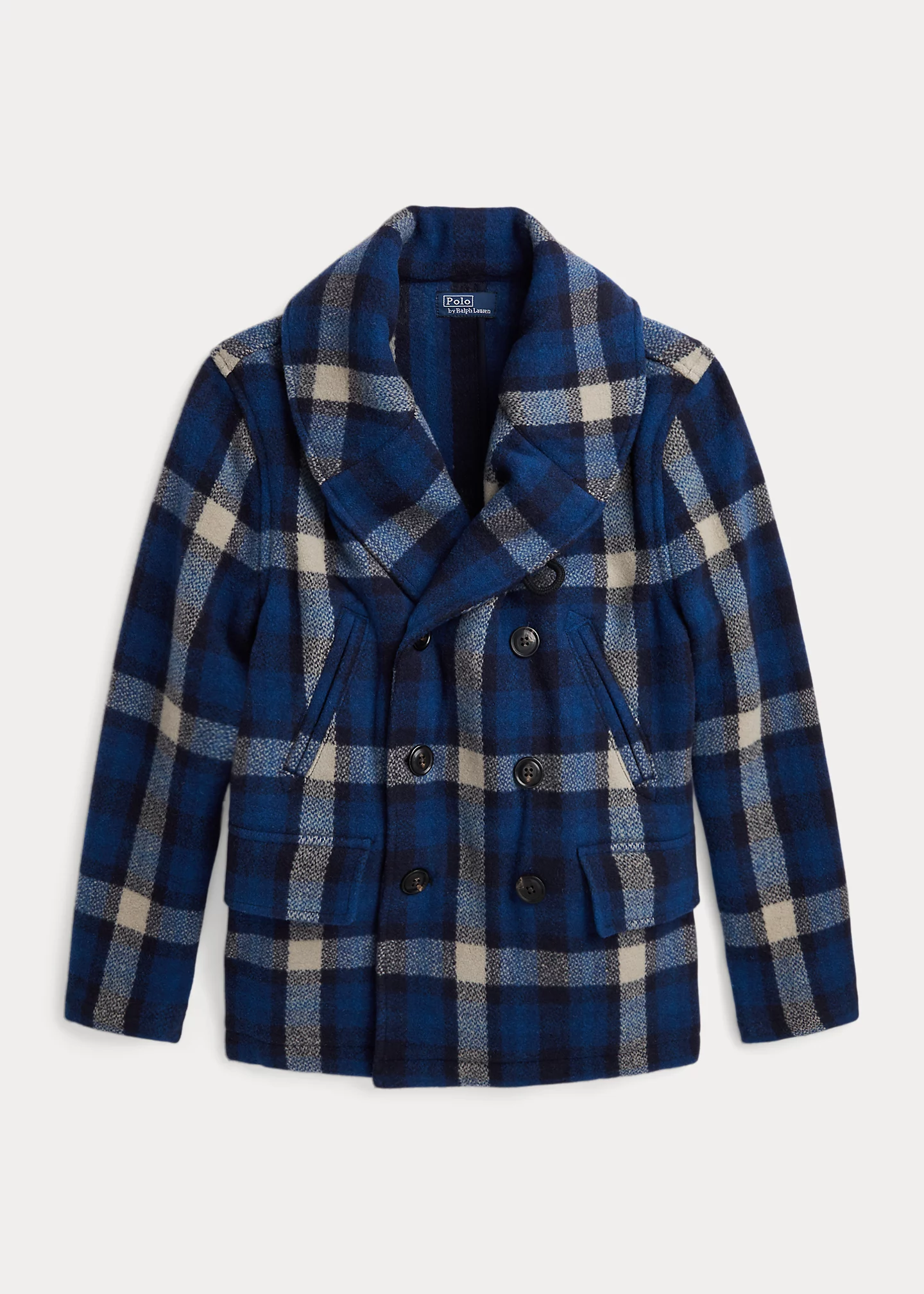 Plaid Wool-Blend Ranch Coat