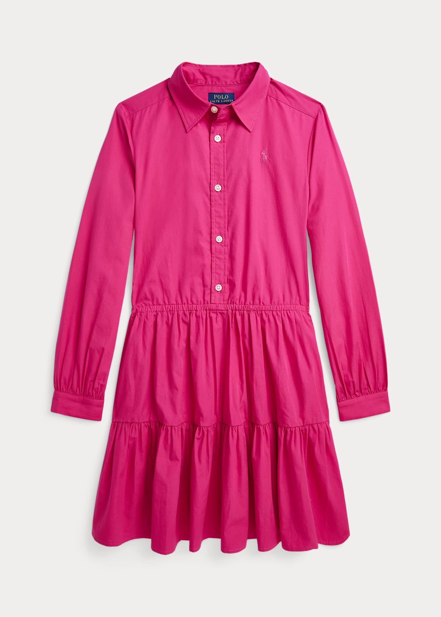 Tiered Cotton Poplin Shirtdress