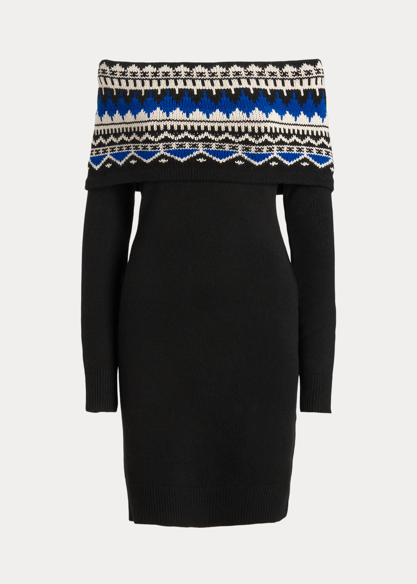 Fair Isle Off-the-Shoulder Sweater Dress