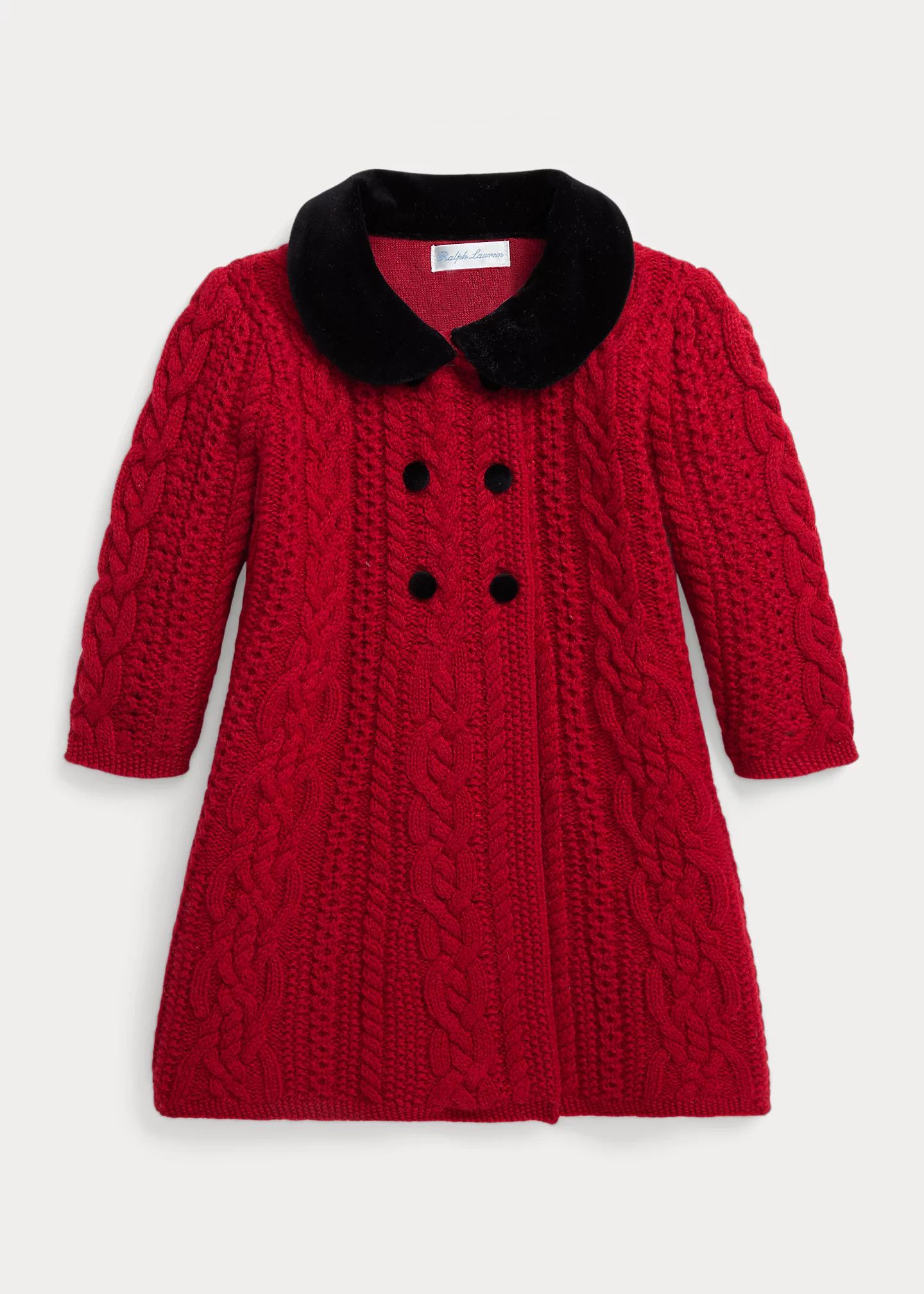 Aran-Knit Wool Sweater Coat