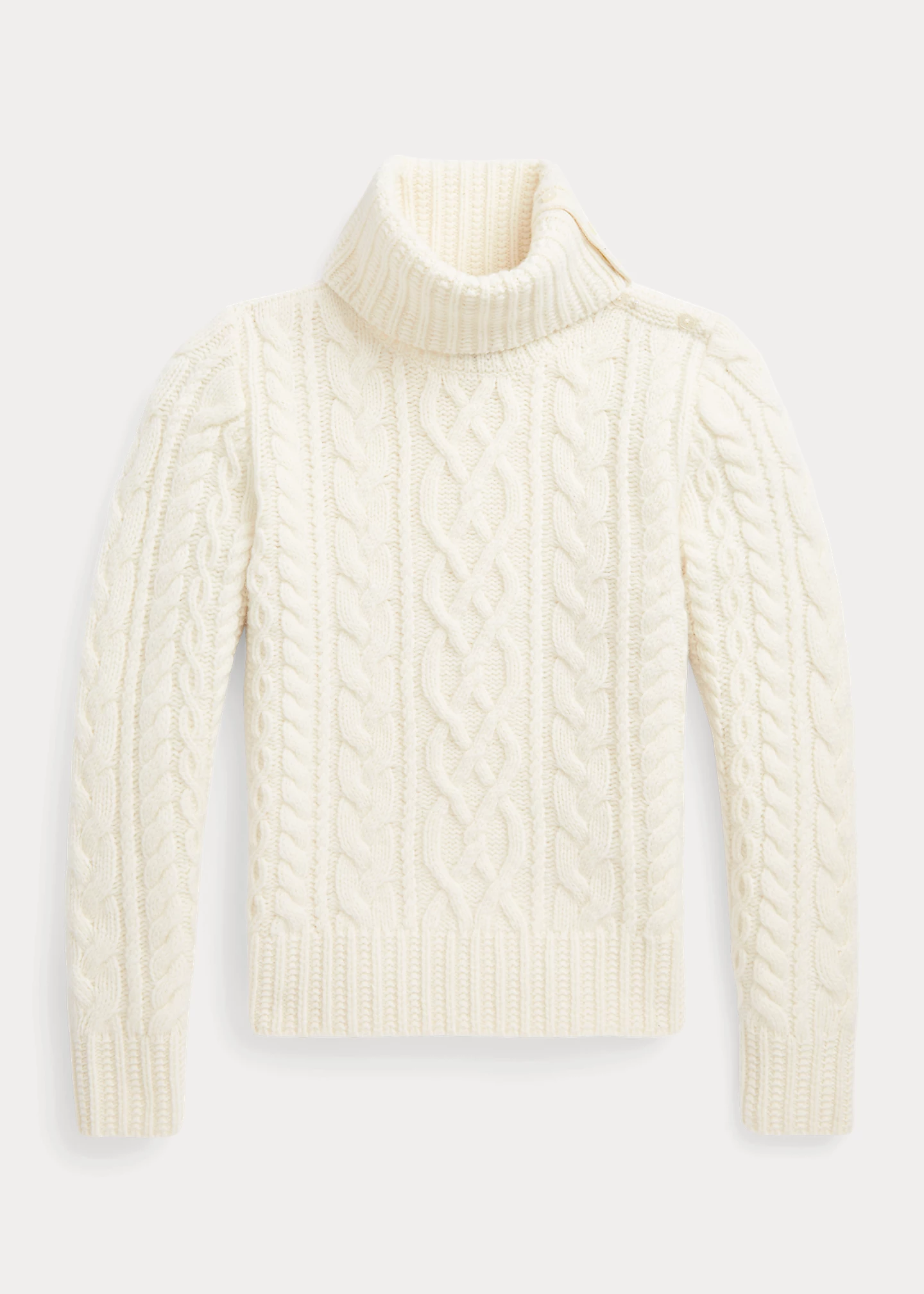 Aran-Knit Wool-Blend Turtleneck Sweater