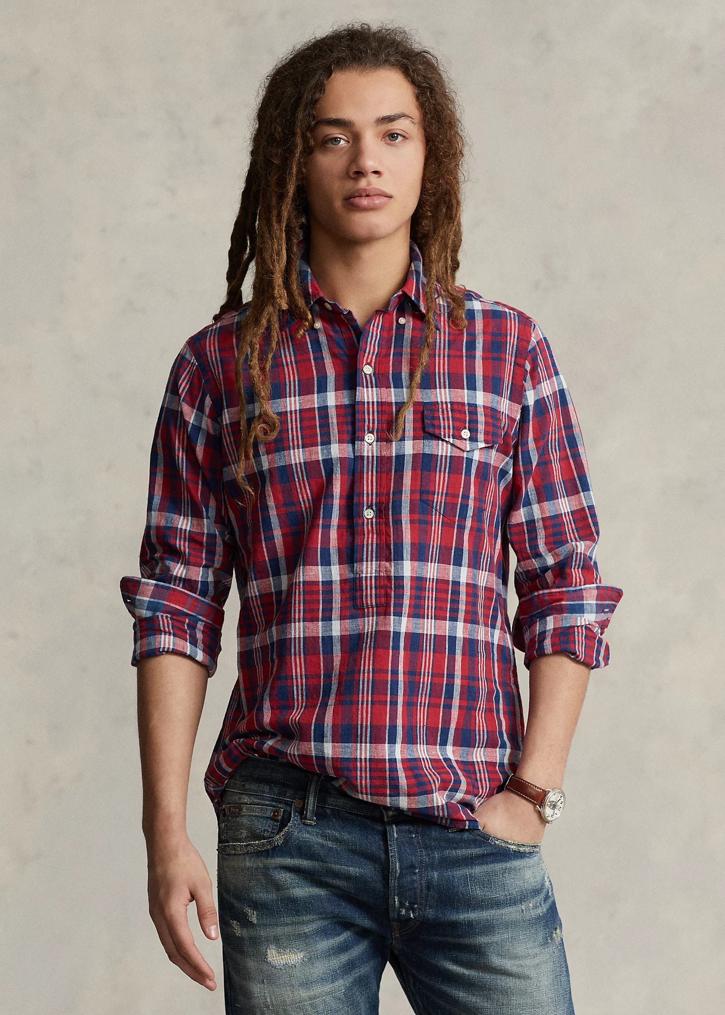 Classic Fit Madras Popover Shirt