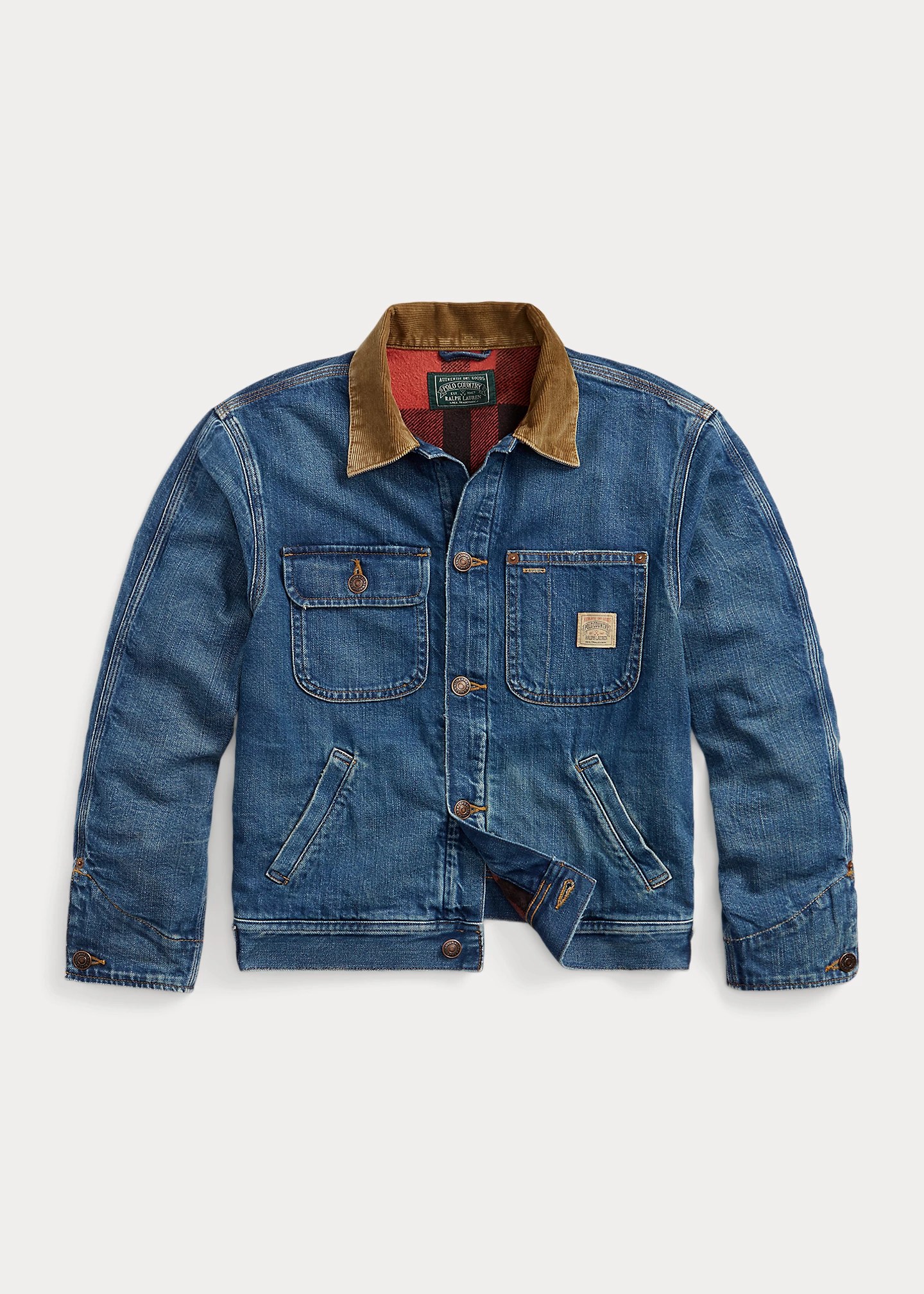 Corduroy-Collar Denim Jacket
