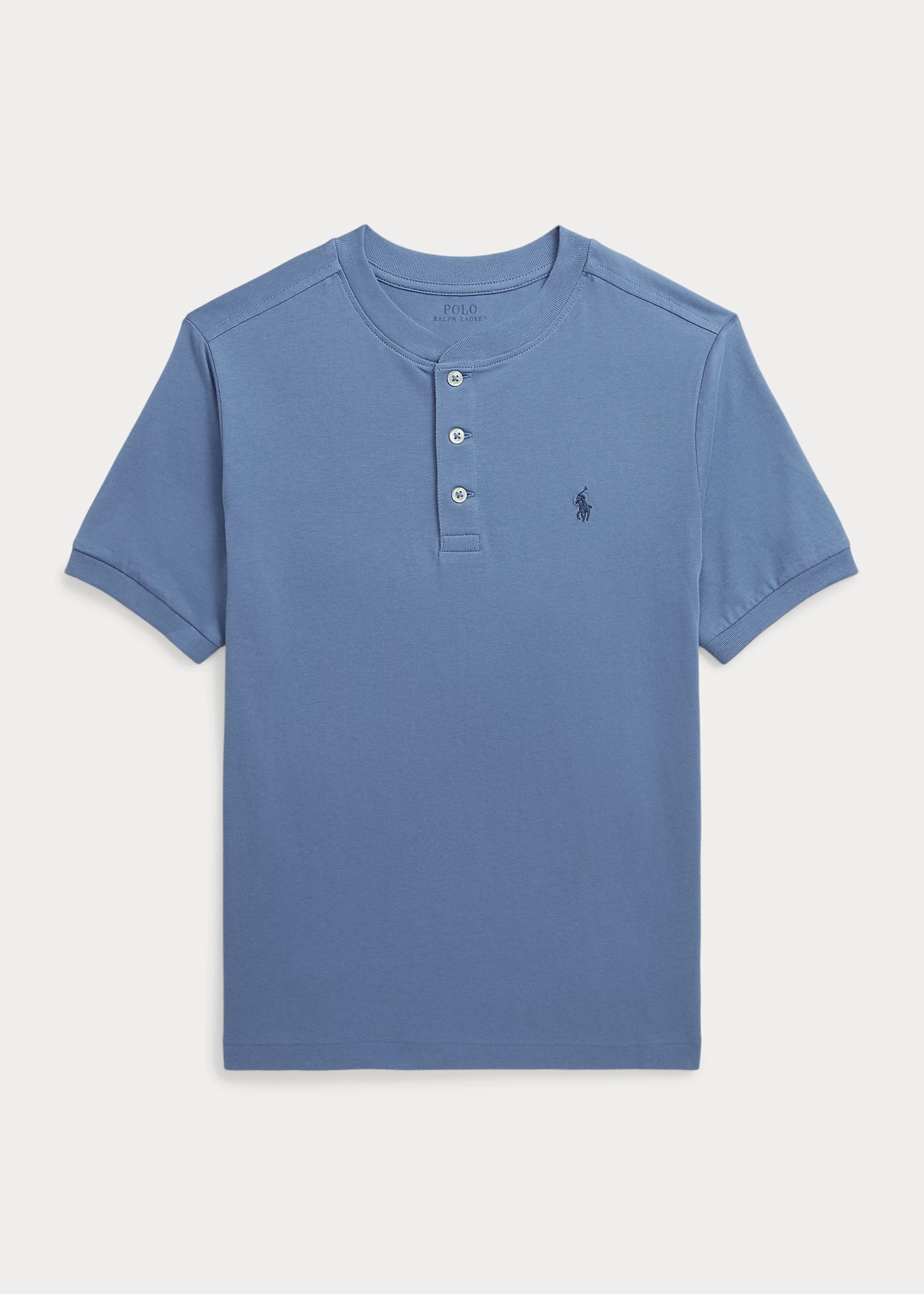 Cotton Jersey Short-Sleeve Henley Shirt