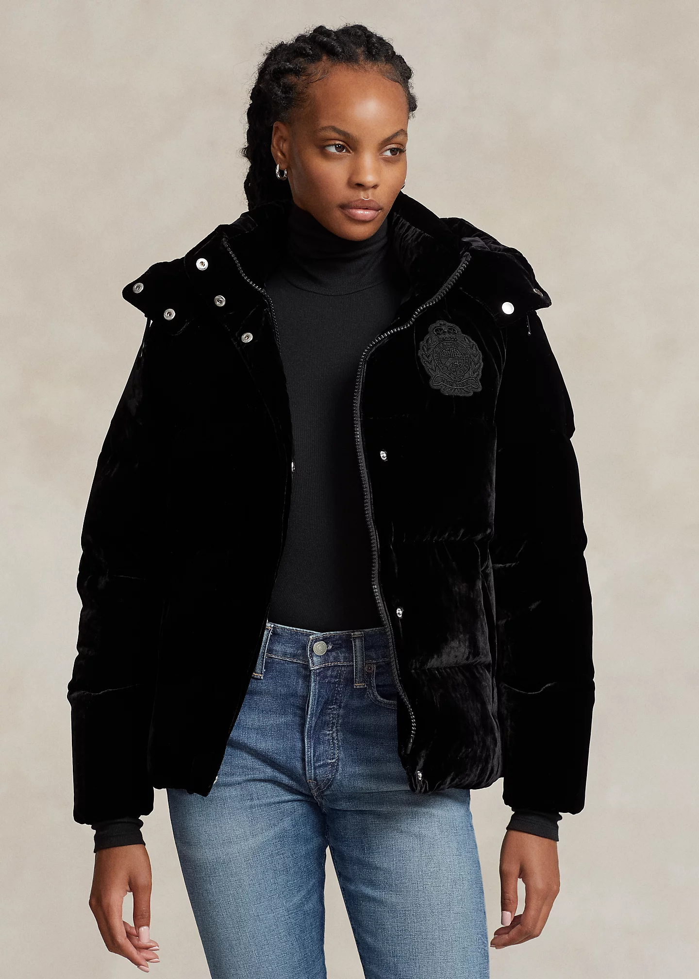 Velvet Quilted Down Jacket