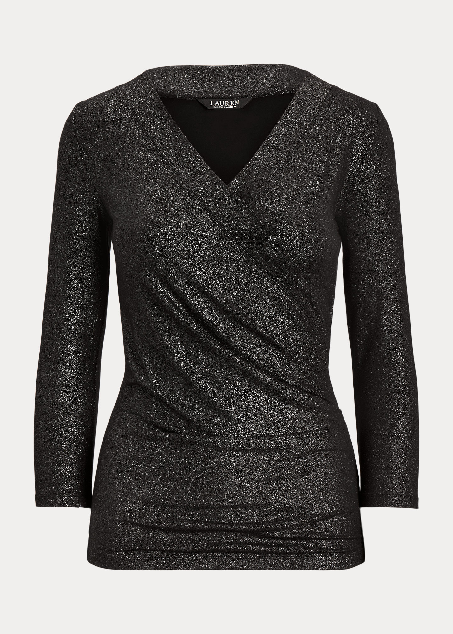 Metallic Jersey Surplice Top