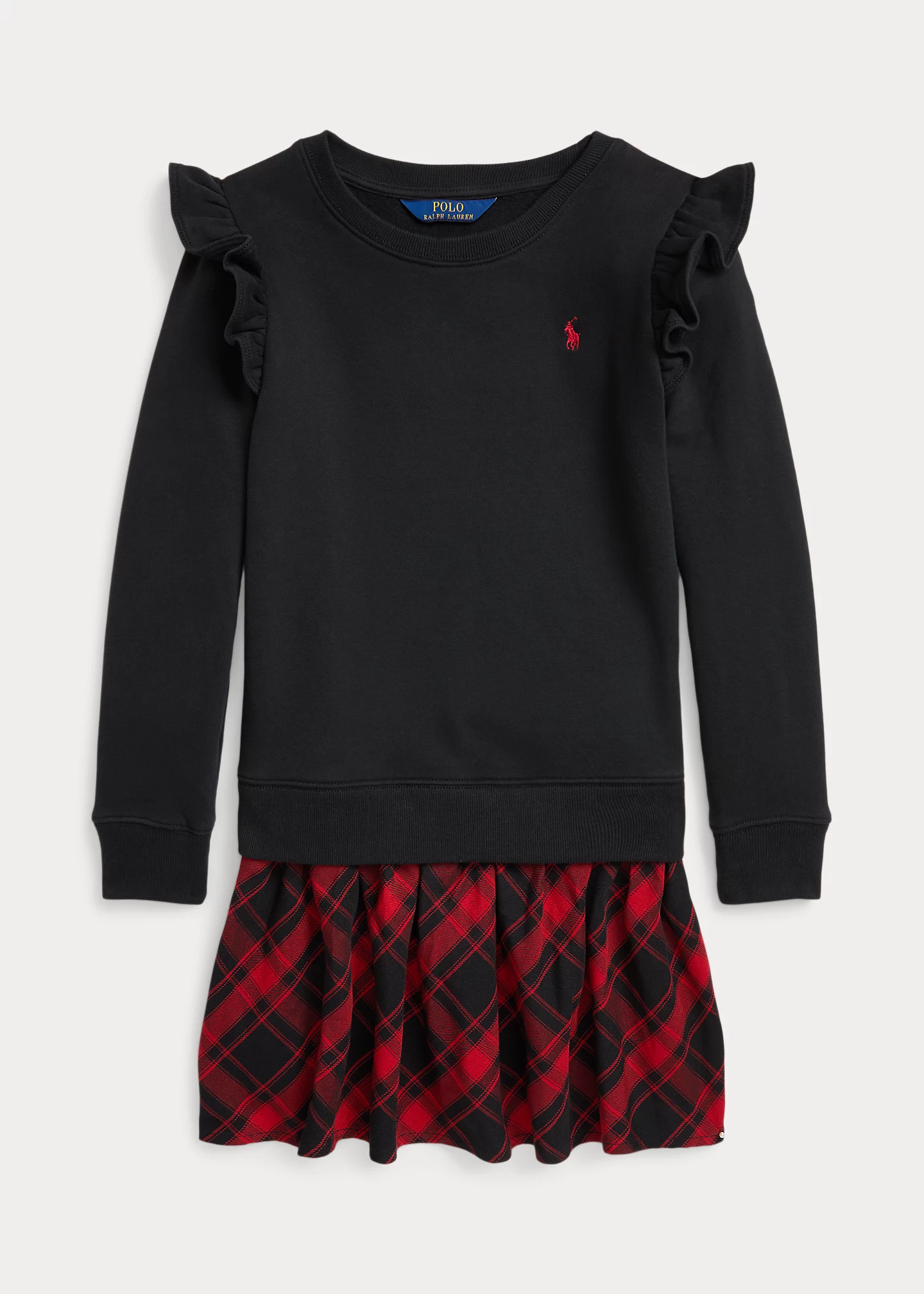 Plaid Fleece Sweatshirt Dress