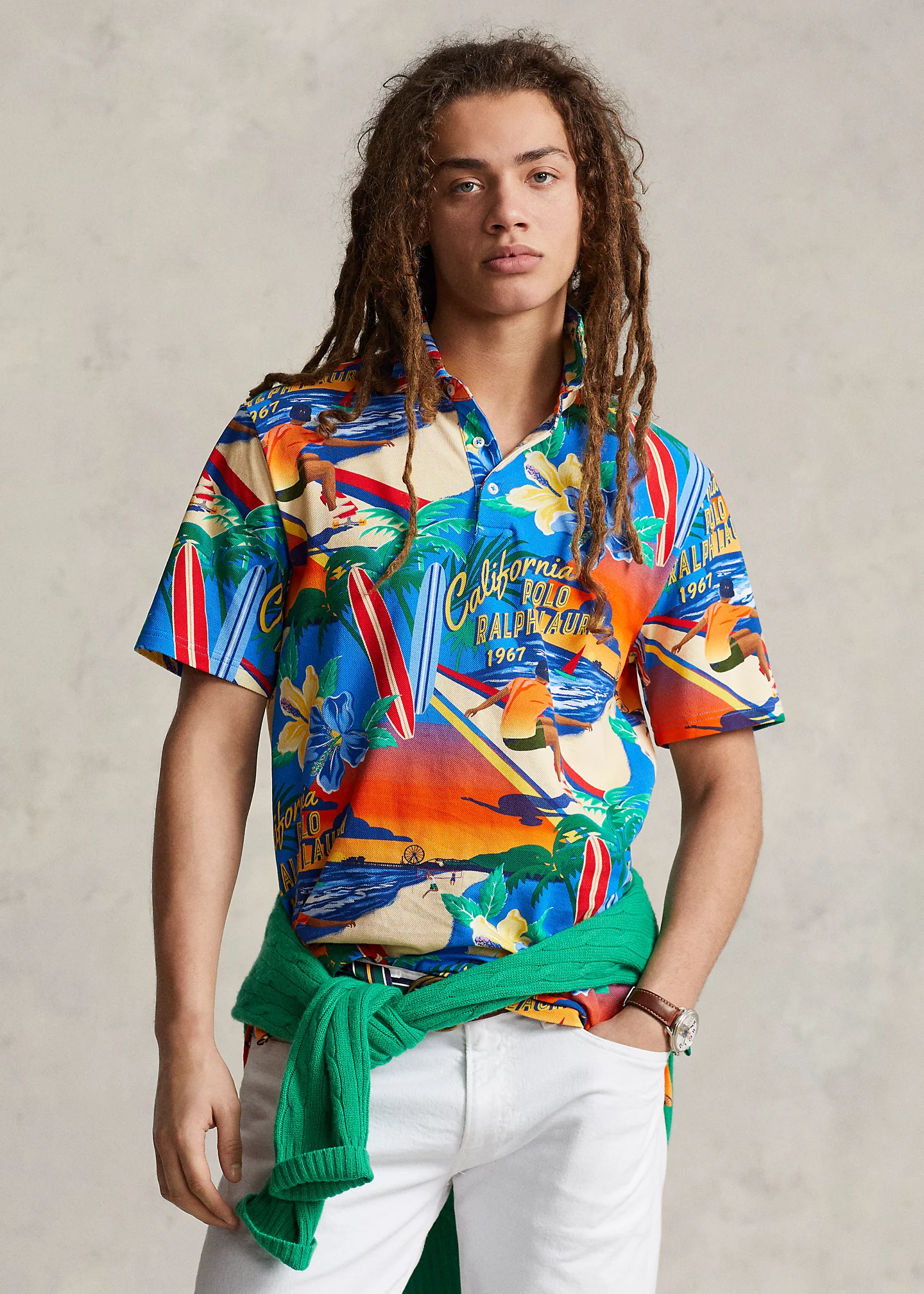Classic Fit Printed Mesh Polo Shirt