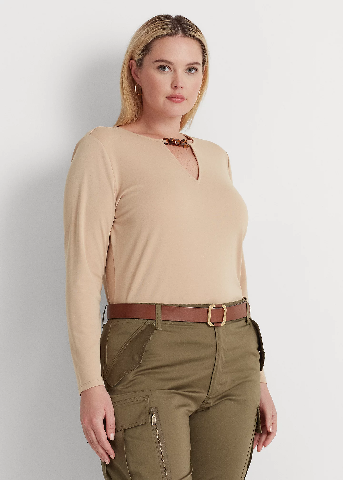 Chain-Trim Stretch Jersey Top
