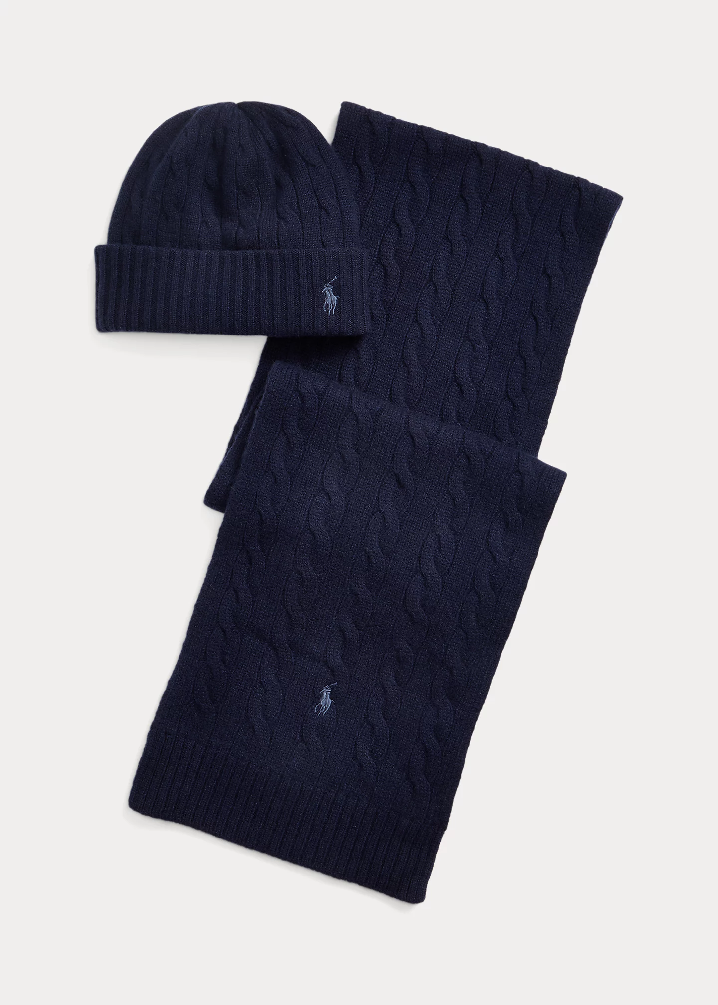 Cable-Knit Cashmere Beanie & Scarf Set