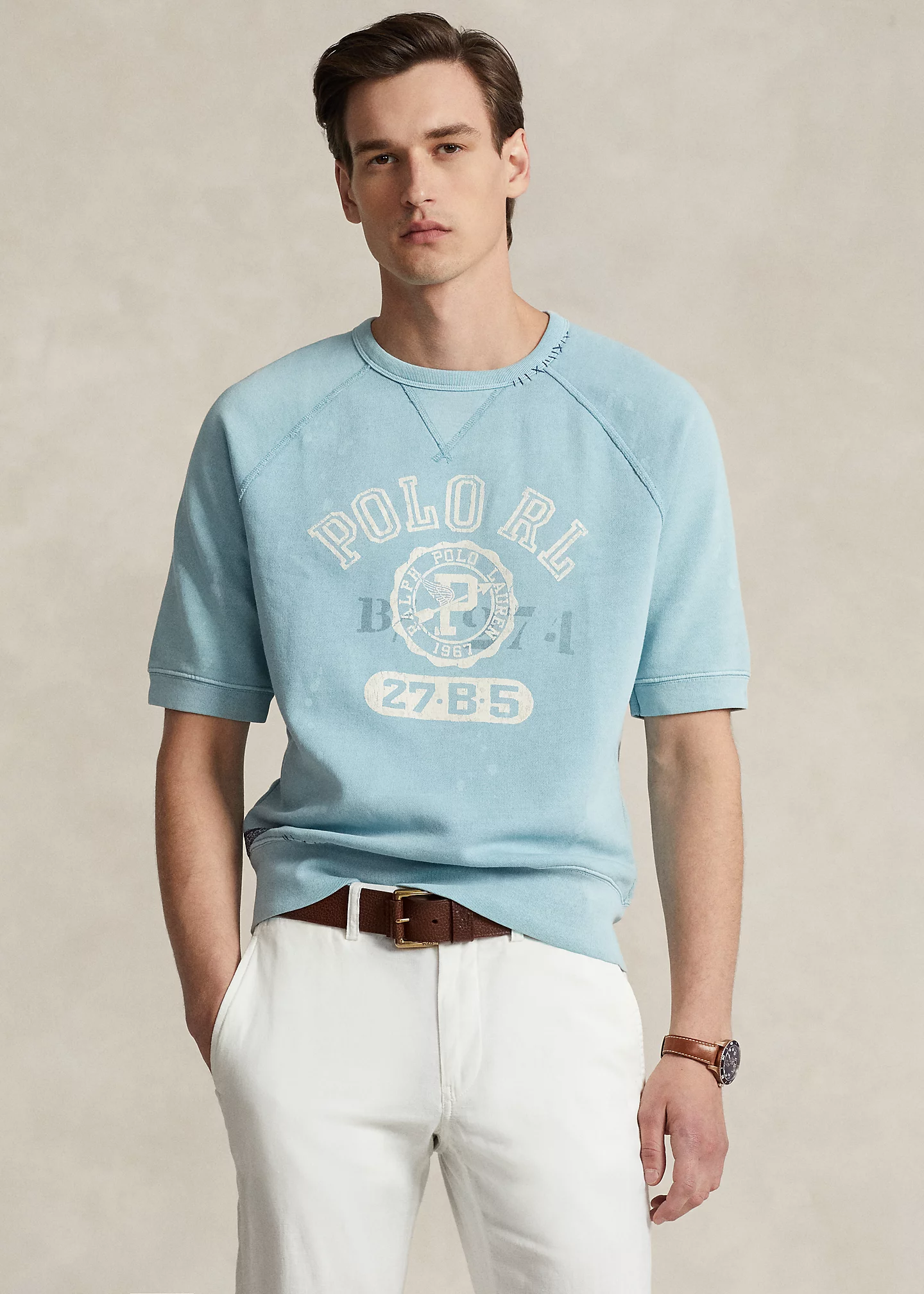 Logo Fleece Short-Sleeve Sweatshirt