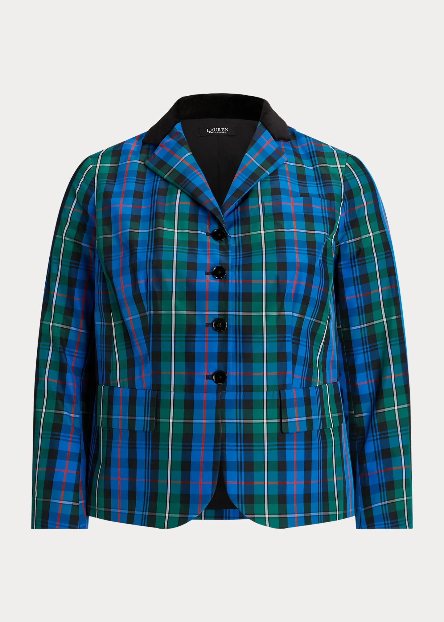 Checked Plaid Taffeta Peplum Jacket