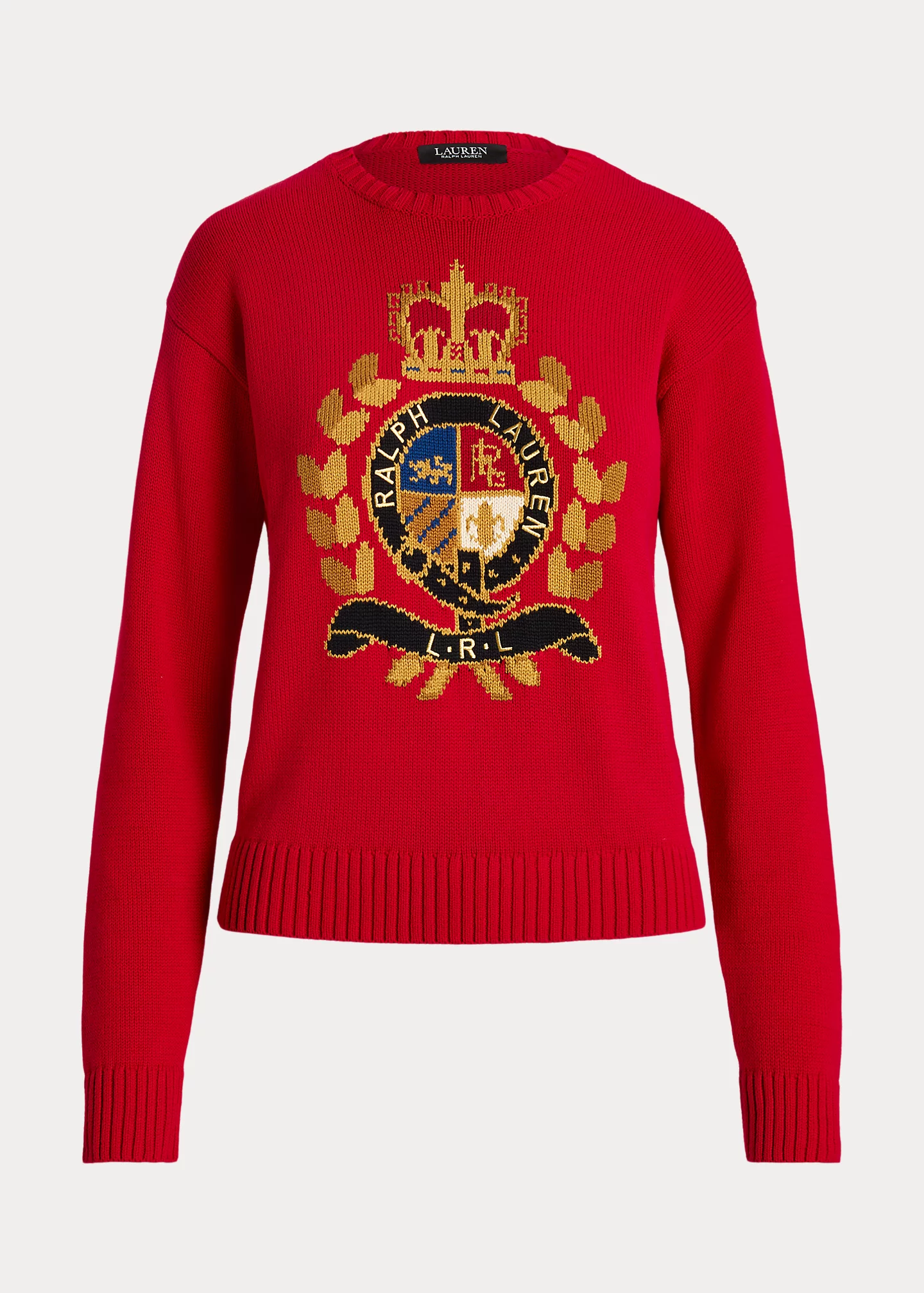 Intarsia-Knit Crest Cotton-Blend Sweater