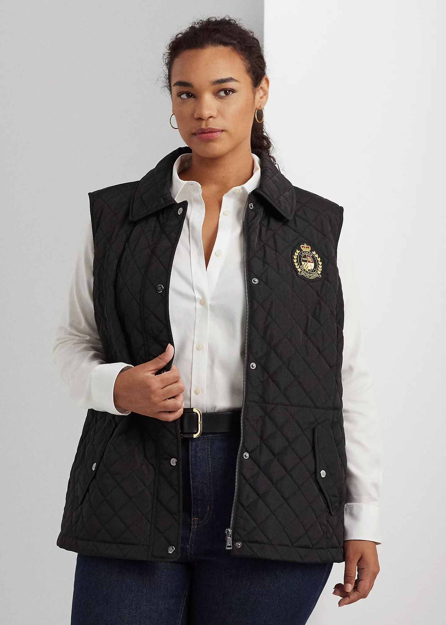 Crest-Patch Diamond-Quilted Vest