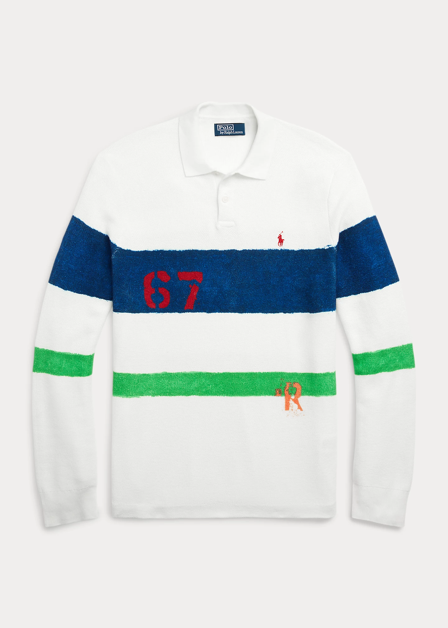 Mesh-Knit Cotton Polo-Collar Sweater