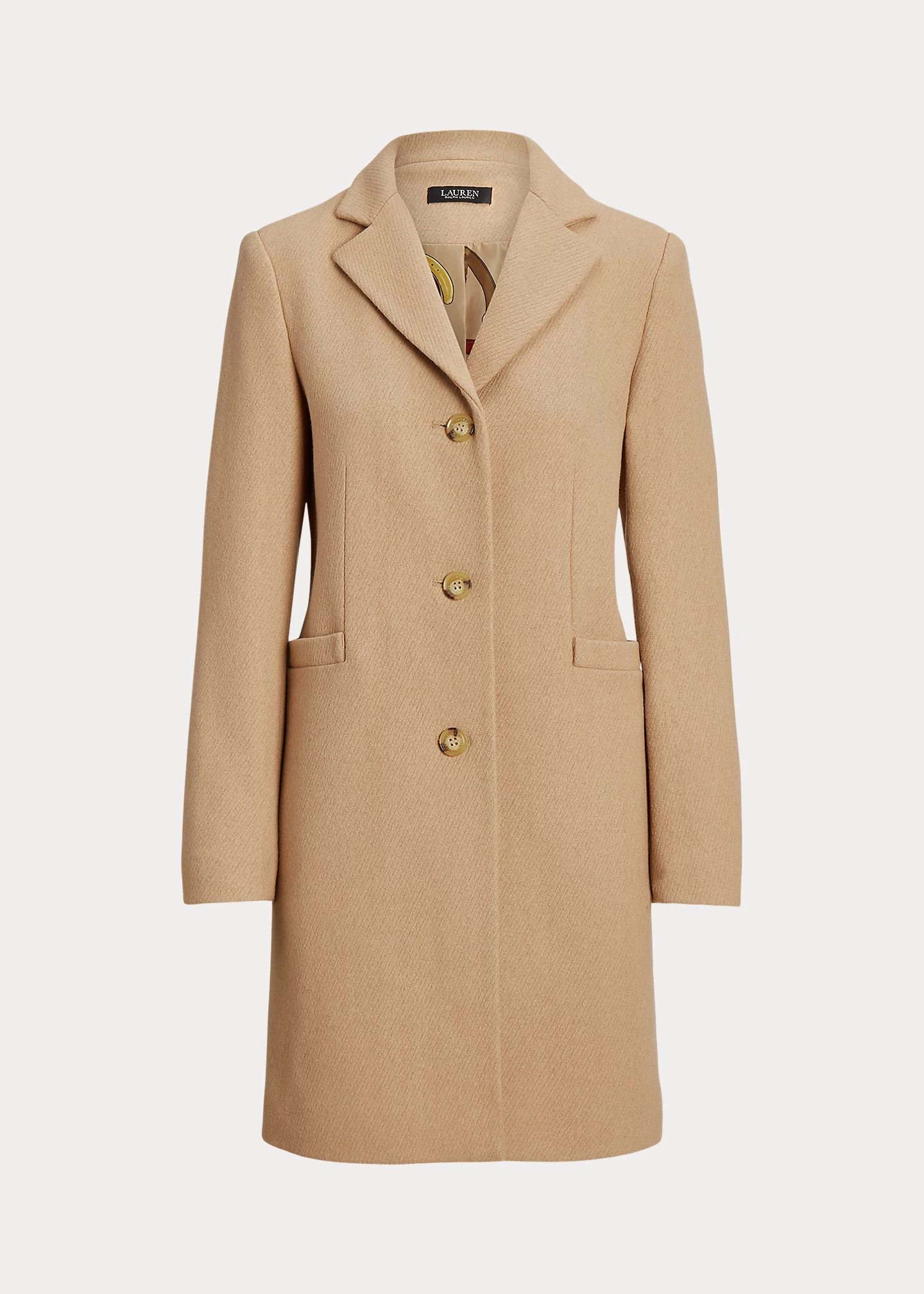 Wool-Blend Twill Reefer Coat