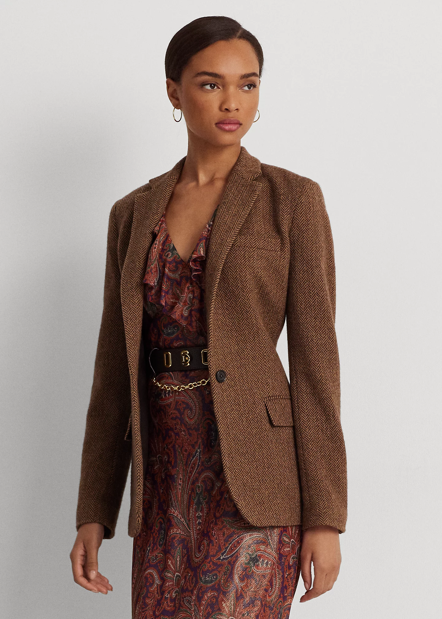 Wool-Blend Herringbone Blazer