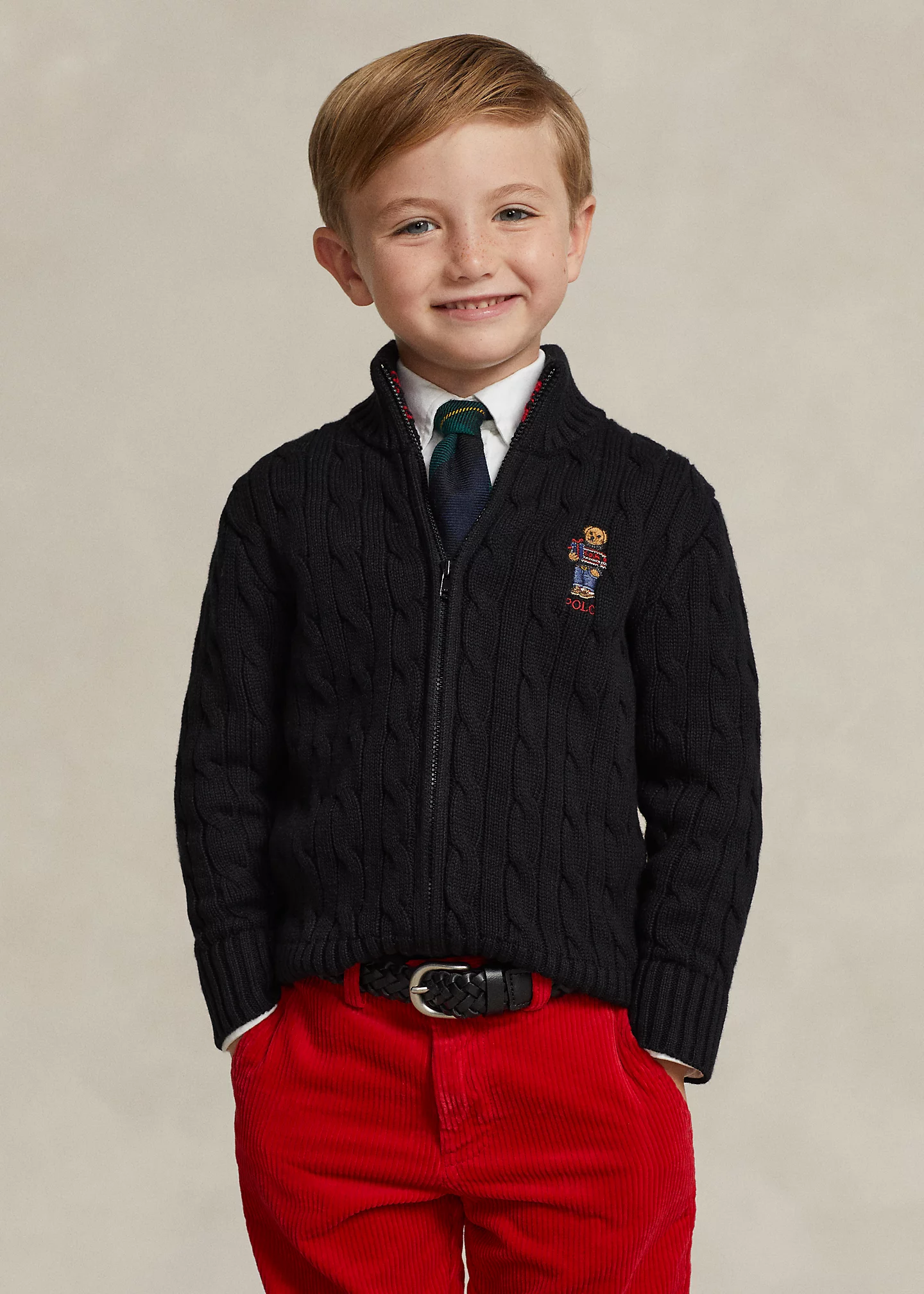 Polo Bear Cotton Full-Zip Sweater